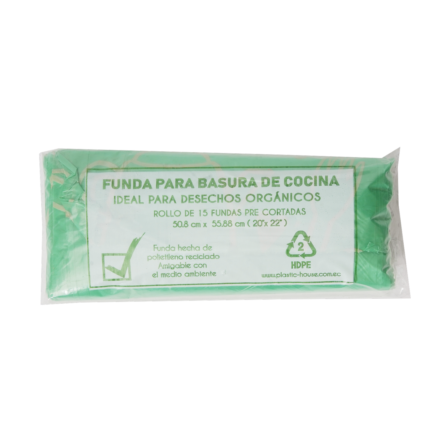 Funda Verde Para Basura De Cocina PLASTIC HOUSE 15 Unidades