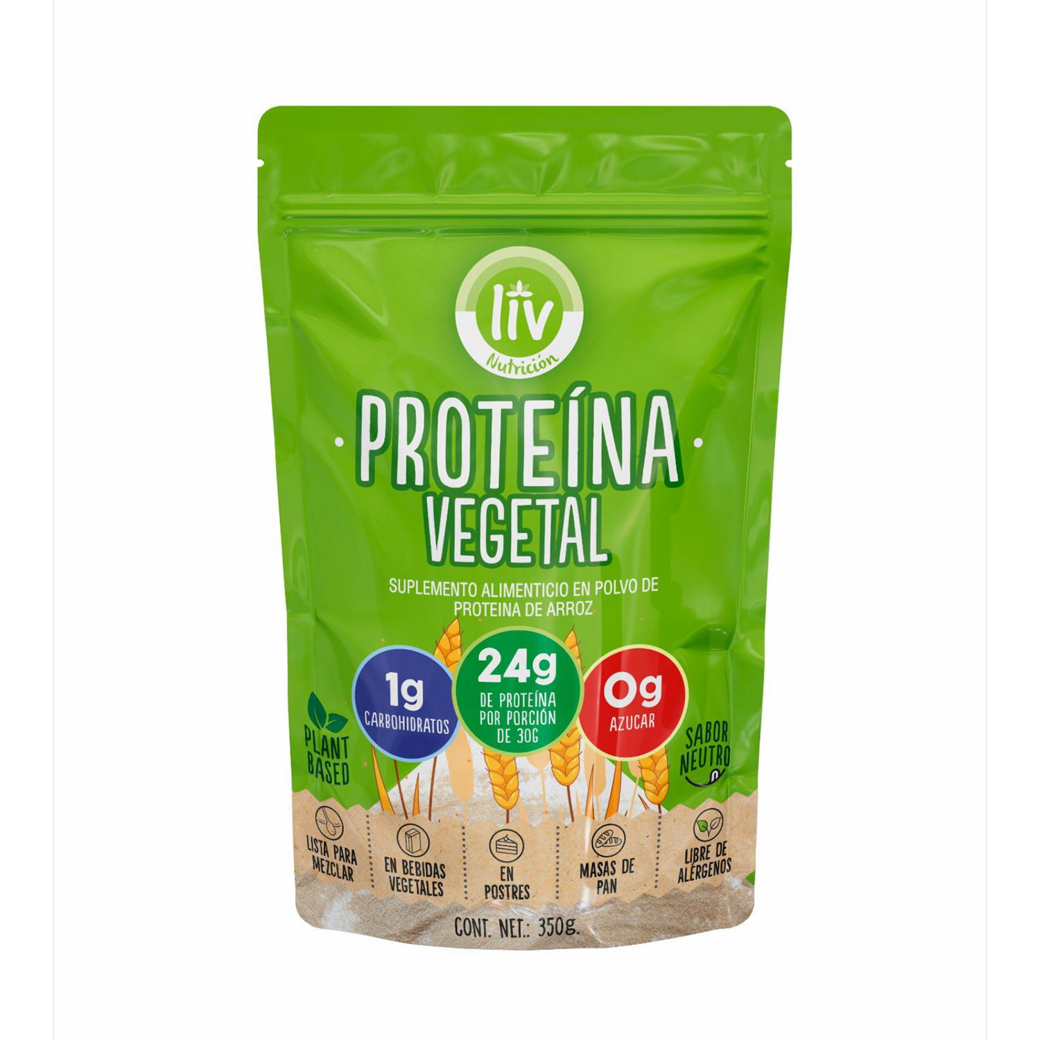 Proteína Vegetal A Base De Arroz LIV 350 G