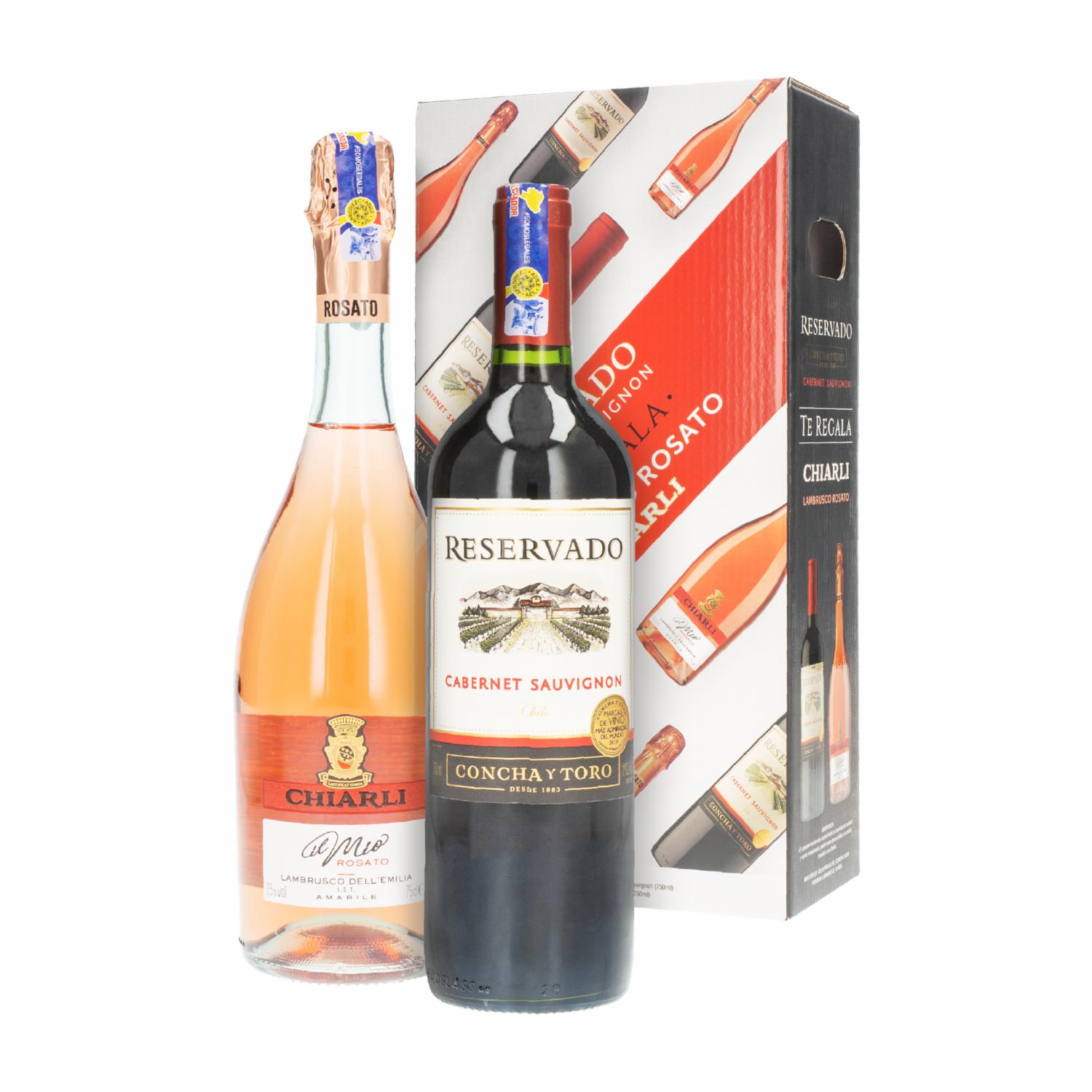 Vino Tinto Cabernet Sauvignon + Lambrusco  Chiarli Rose Casillero Del Diablo Pack 2 X 750 Ml