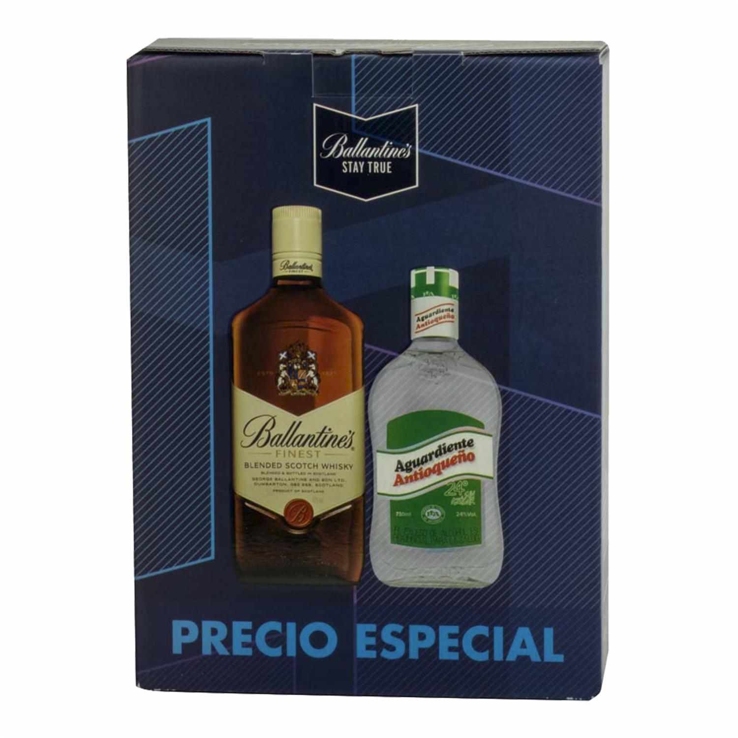 Whisky Finest + Aguardiente Antioqueño Verde BALLANTINE´S Pack 2 X 750 Ml
