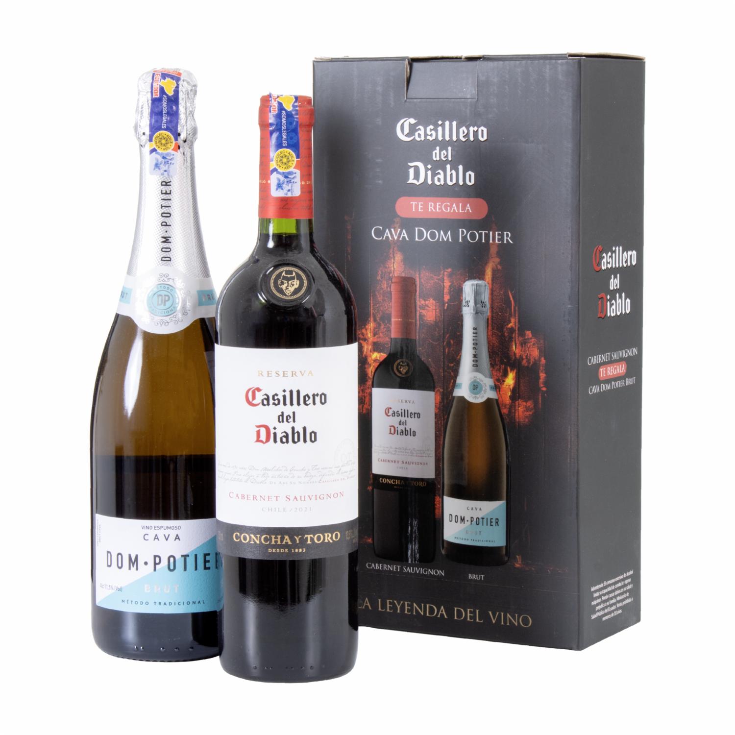 Vino Tinto Cabernet + Dom Pottier Brut Casillero Del Diablo Pack 2 X 750 Ml