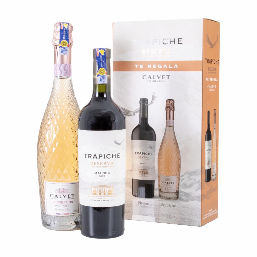 Vino Tinto Reserva Malbec + Calvet Cabernet Rose Trapiche Pack 2 X 750 Ml