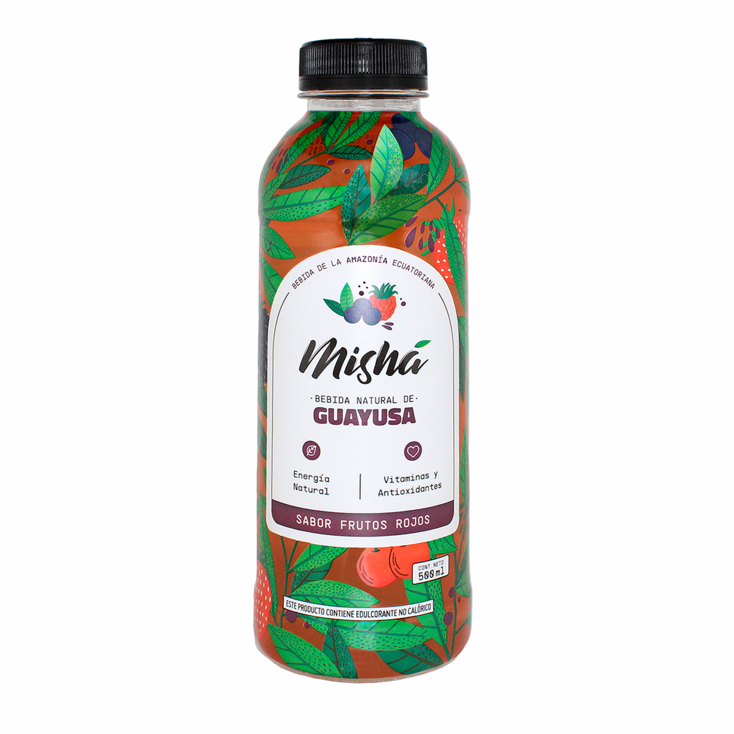 Bebida Natural De Guayusa Sabor A Frutos Rojos MISHÁ 500 Ml