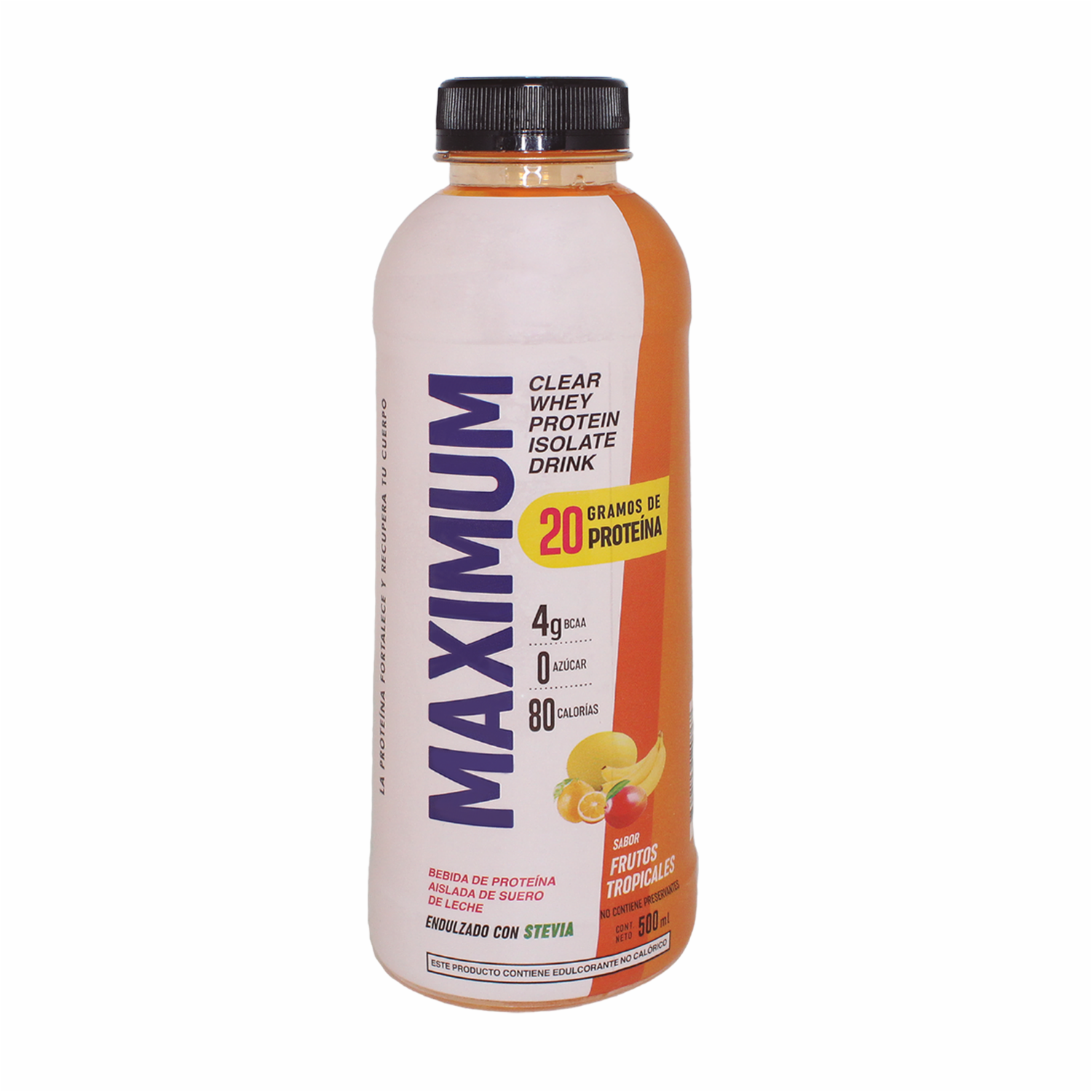 Bebida De Proteína Aislada De Suero de Leche Sabor A Frutas Tropicales MAXIMUM 500 Ml
