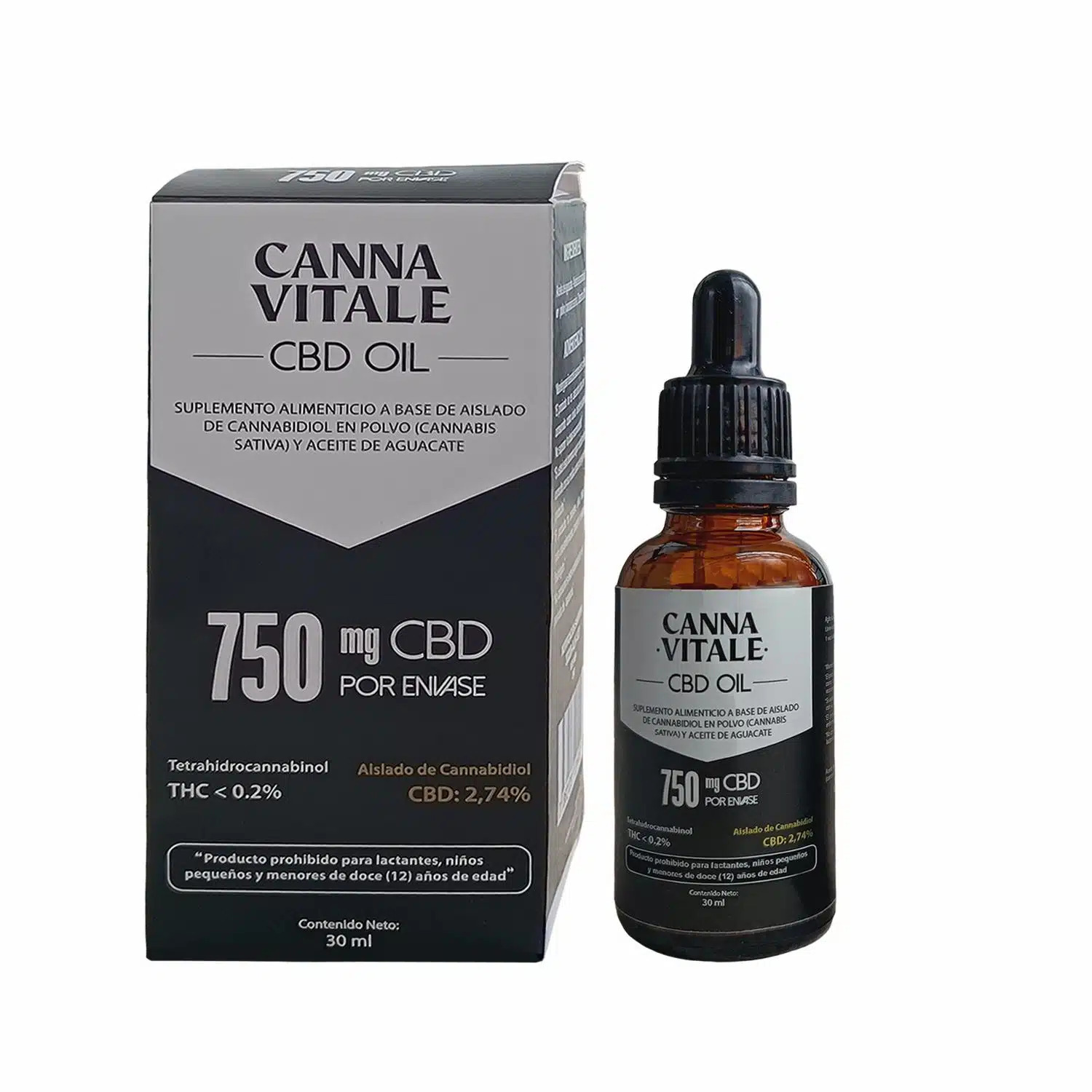 Aceite De Cbd Con 75o Mg Por Envase THC <0,2% CANNA VITALE 30 Ml
