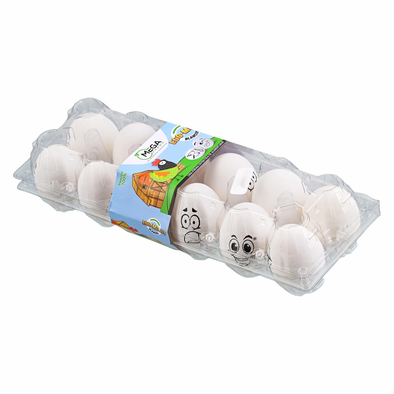 Huevos Mojis Blancos Omega 3 MEGA FRESH X 12 Uds
