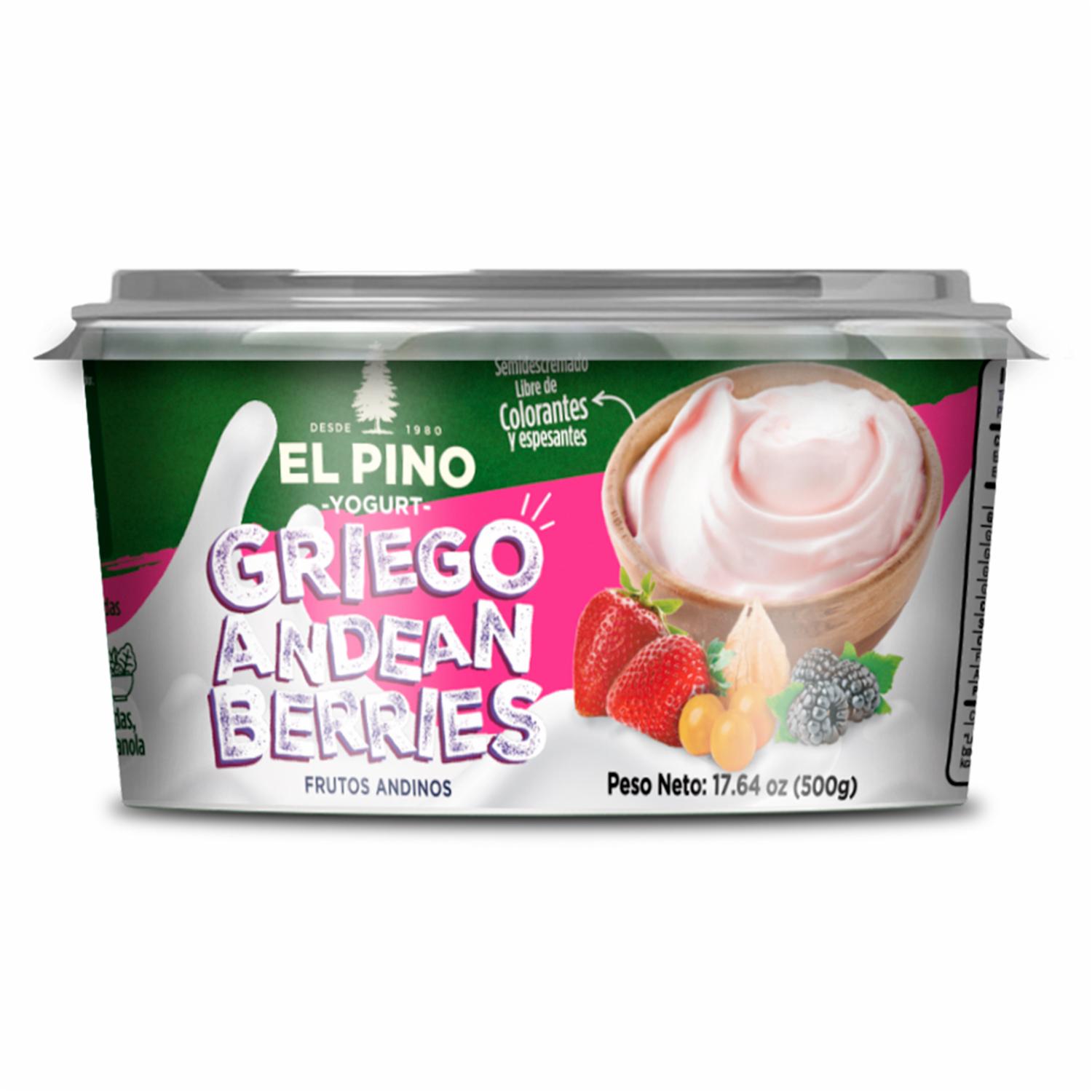 Yogurt Griego Semidescremado Andean Berries EL PINO 500 G