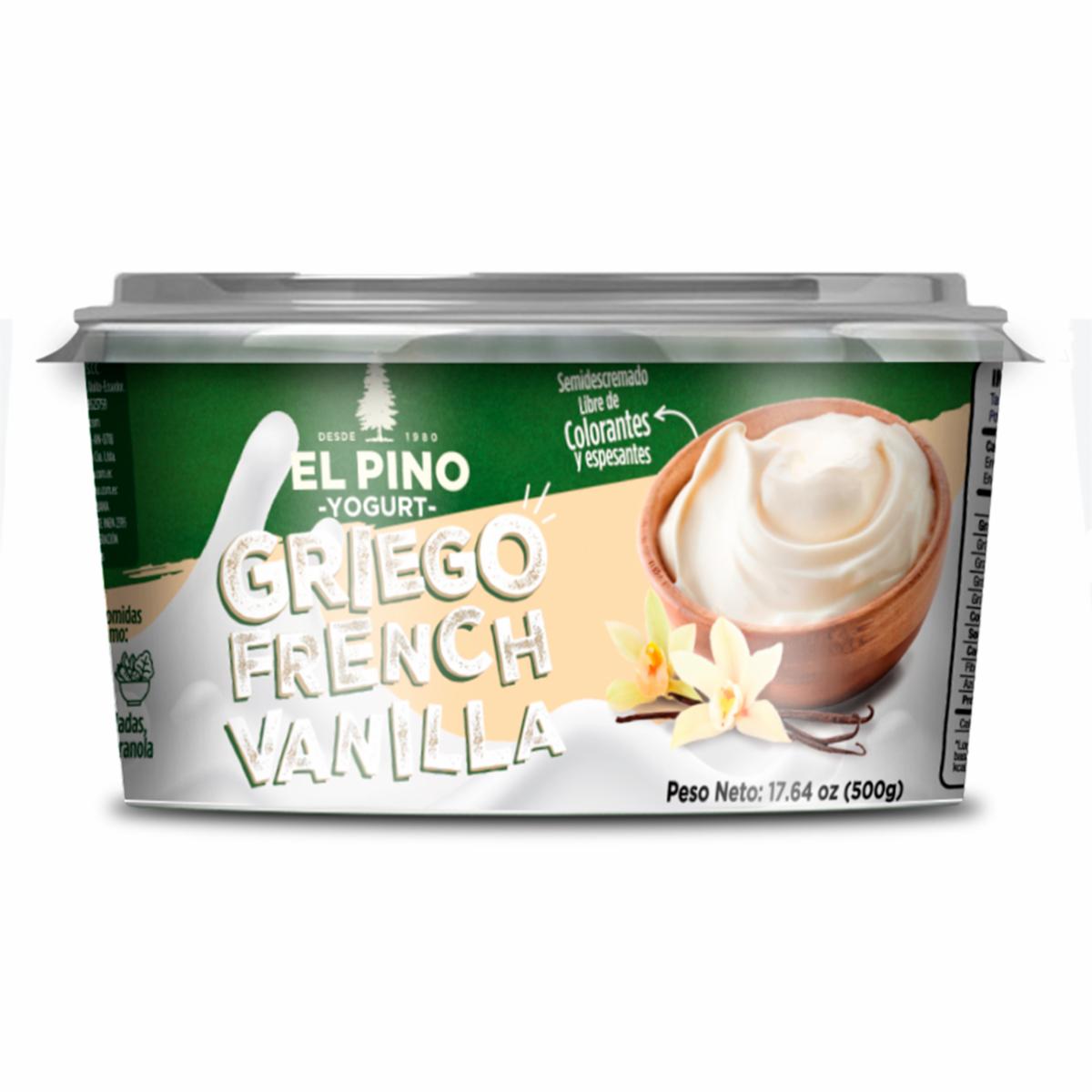 Yogurt Griego Semidescremado Vainilla Francesa EL PINO 500 G