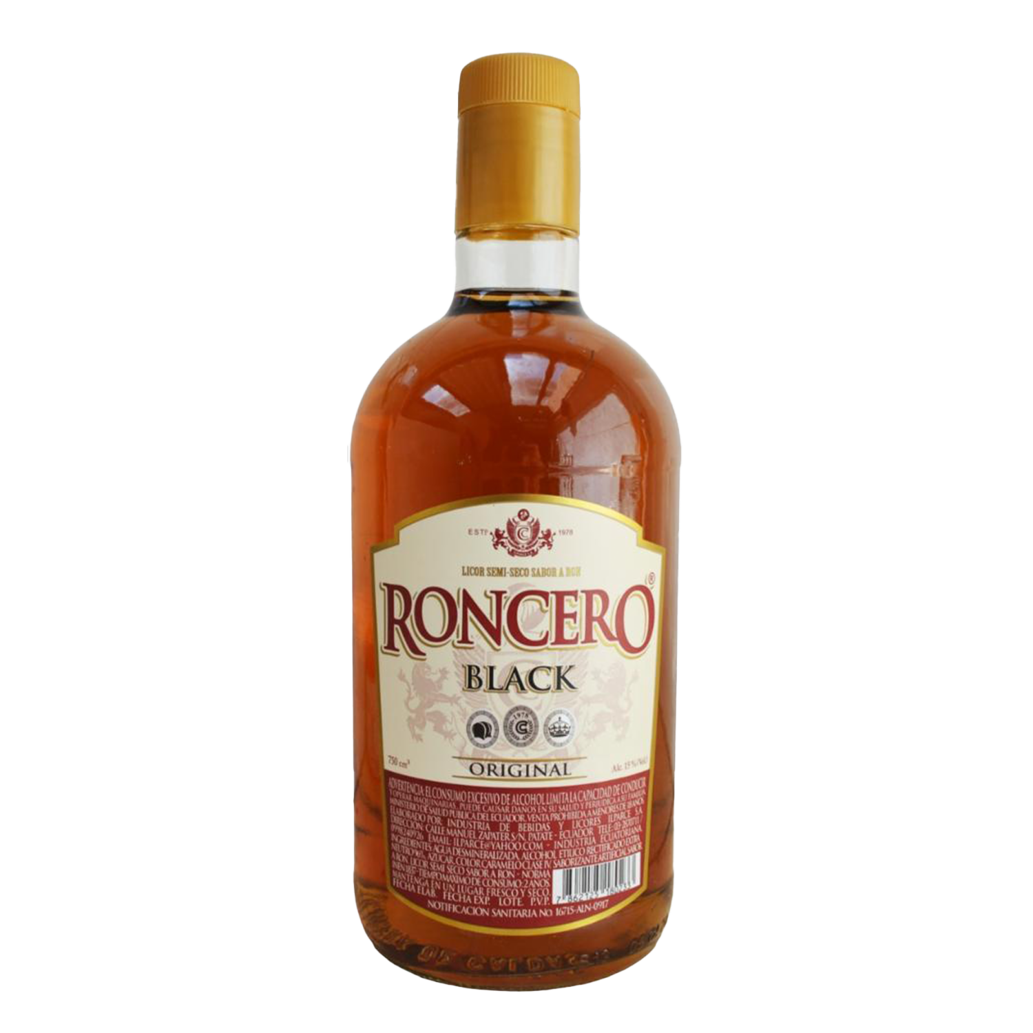 Licor Semi Seco Black Sabor A Rom Roncero 750 Ml