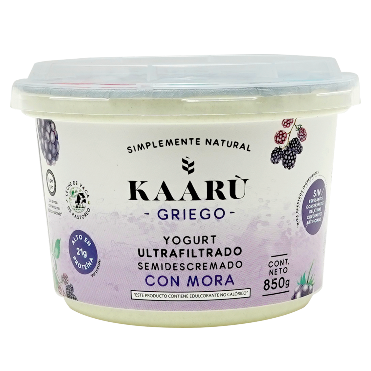 Yogurt Griego Ultrafiltrado Semidescremado Con Mora KAARÙ 850 G