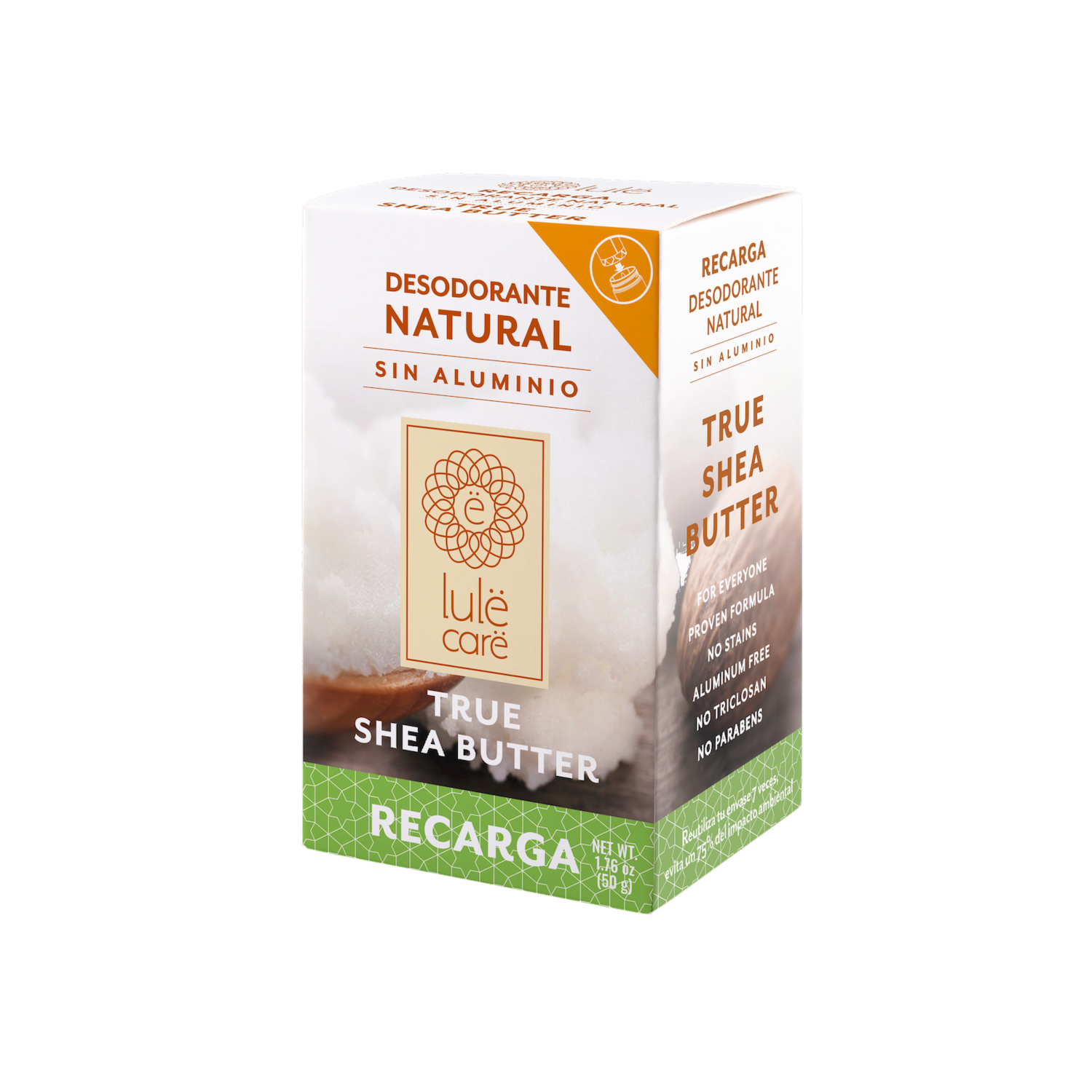 Desodorante En Barra Natural Sin Aluminio True Shea Butter Recarga LULË CARË 50 G