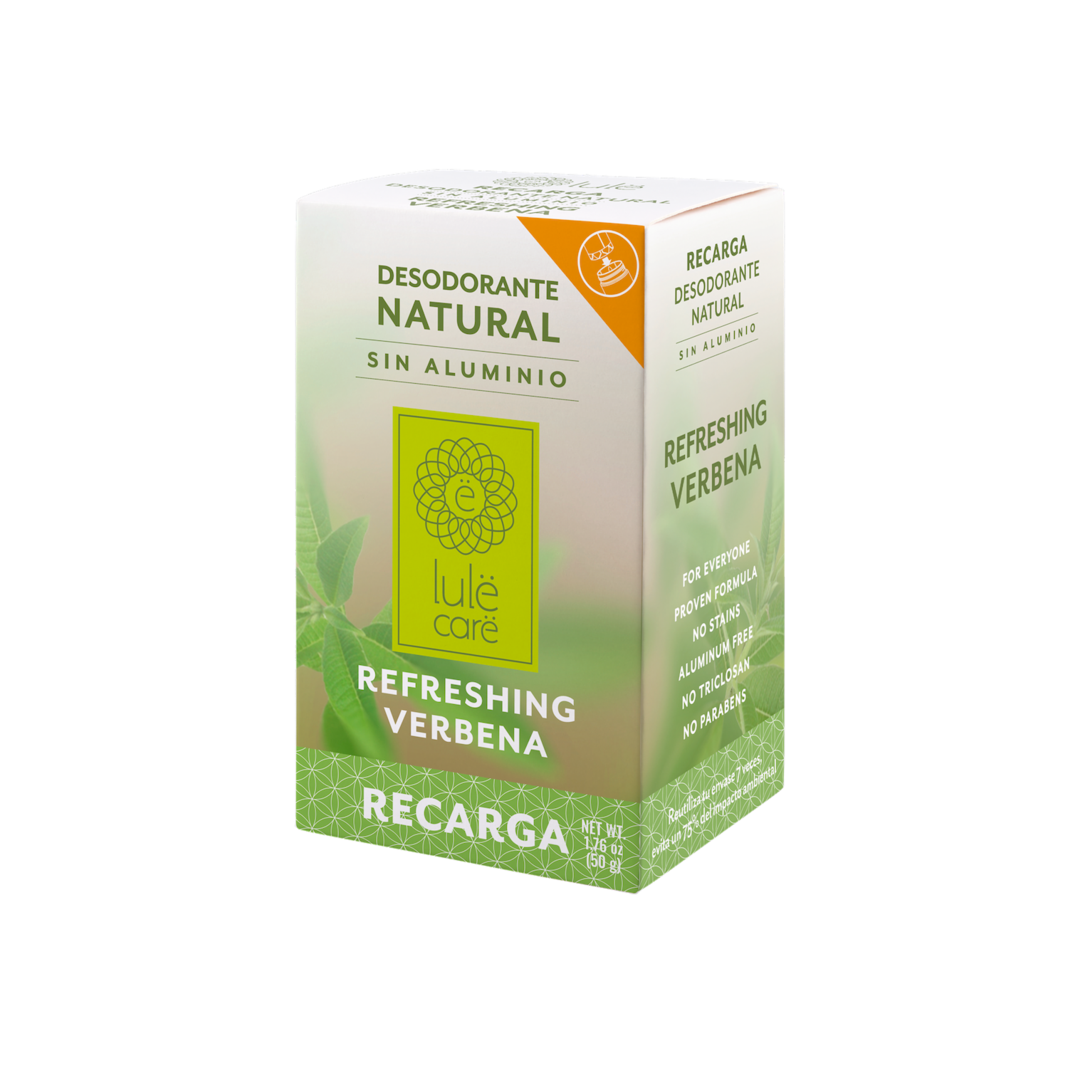 Desodorante En Barra Natural Sin Aluminio Refreshing Verbena Recarga LULË CARË 50 G
