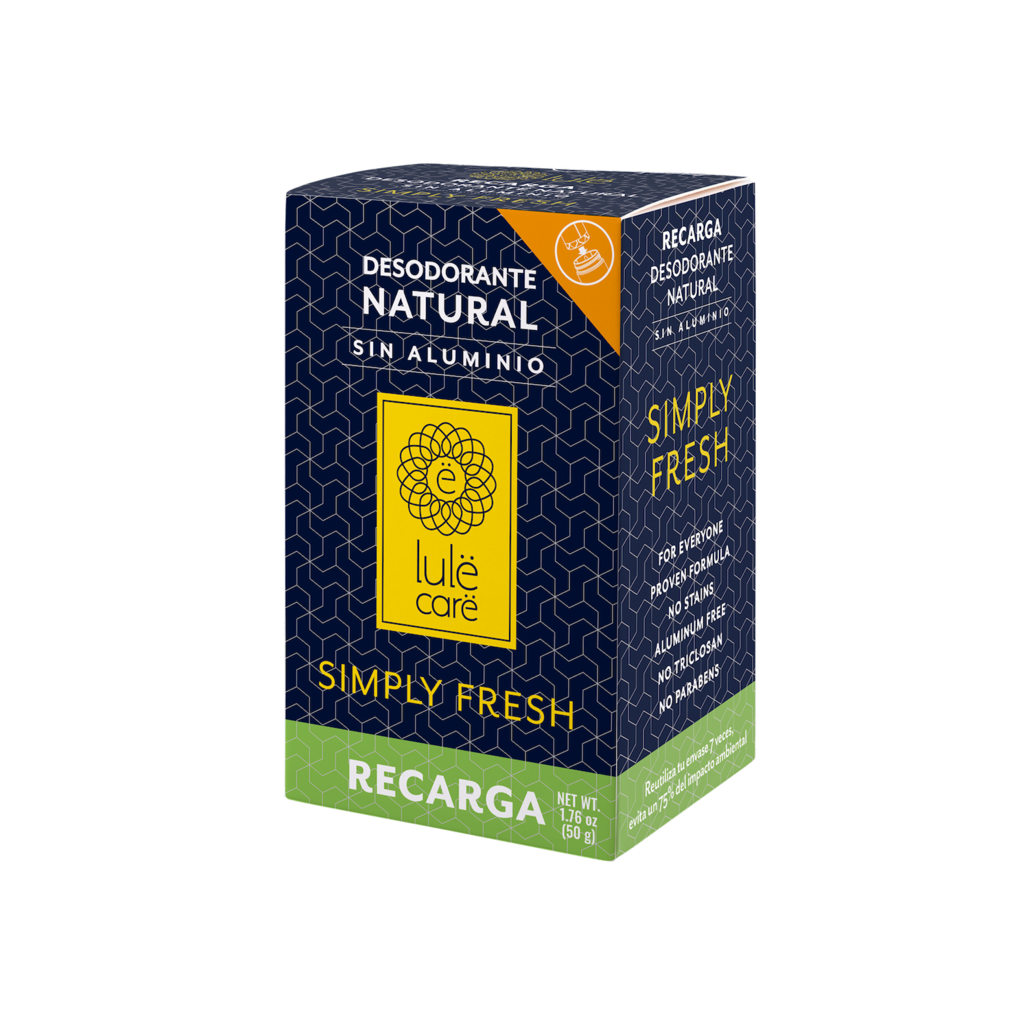 Desodorante En Barra Natural Sin Aluminio Simply Fresh Recarga LULË CARË 50 G