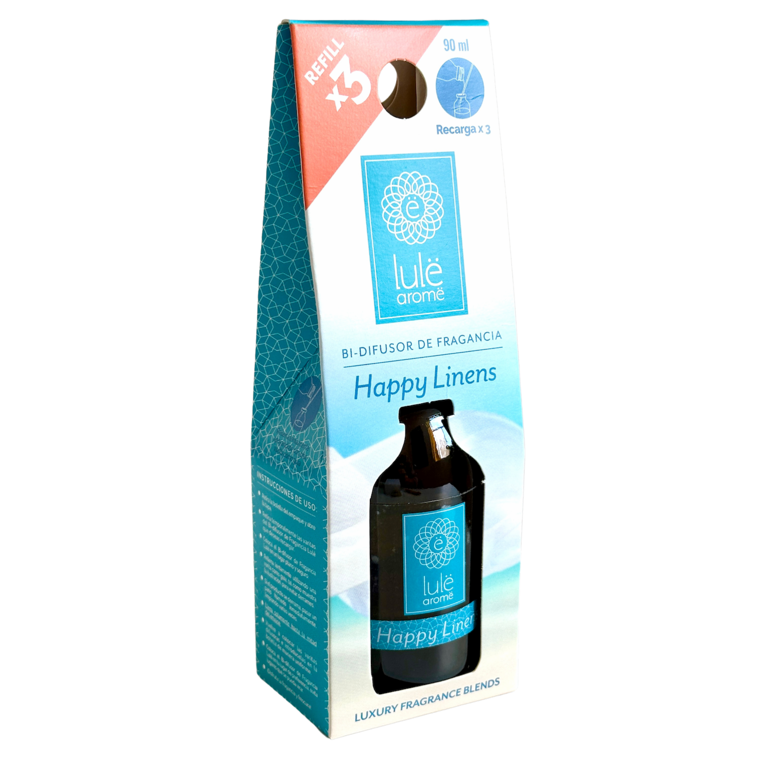 Bi-difusor Ambiental Fragancia Happy Linens Refill LULË AROMË 90 Ml