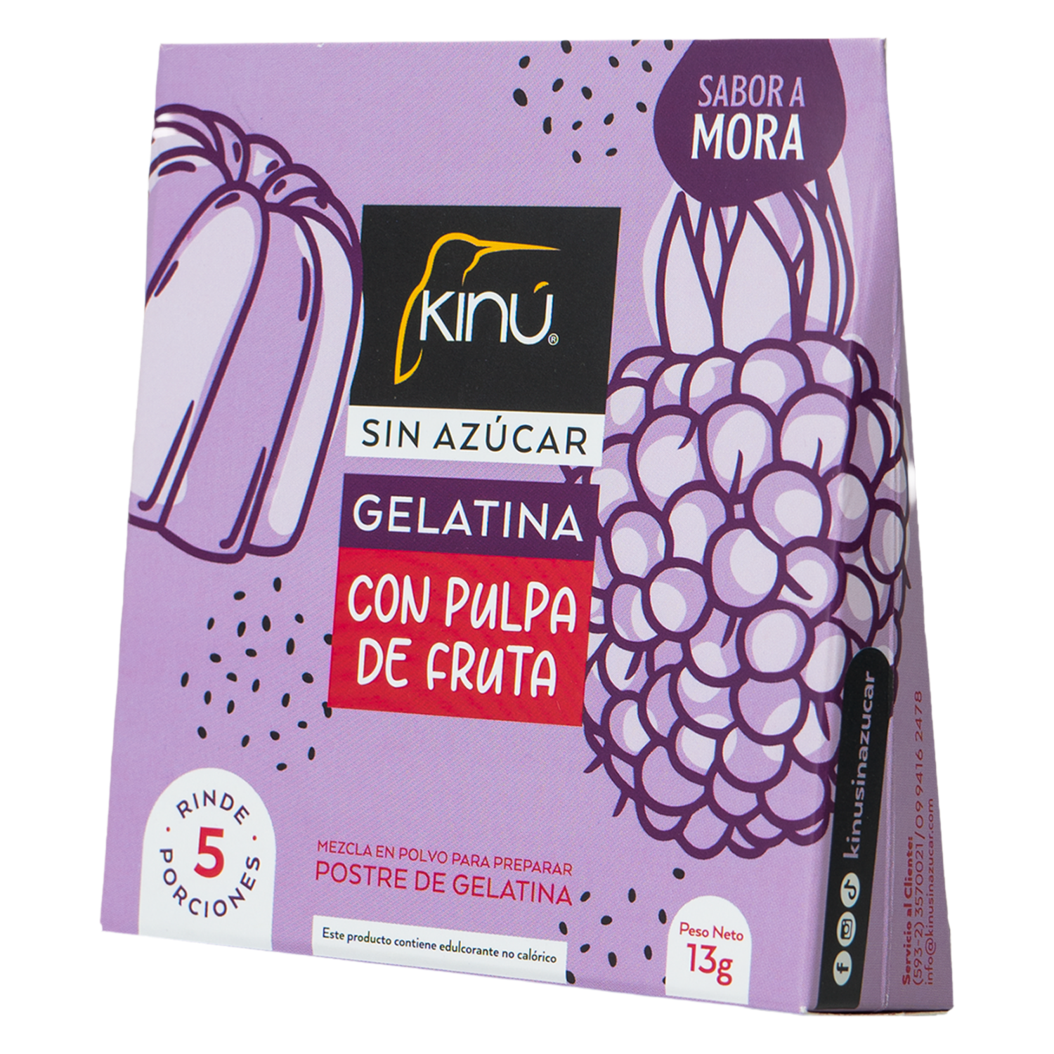 Gelatina Sin Azúcar Mora KINÚ 13 G