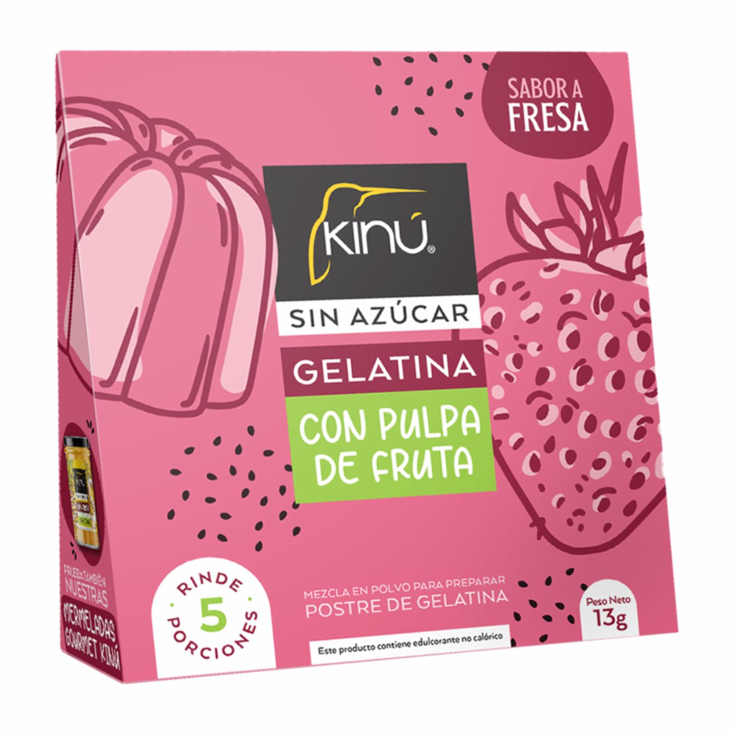 Gelatina Sin Azúcar Fresa KINÚ 13 G