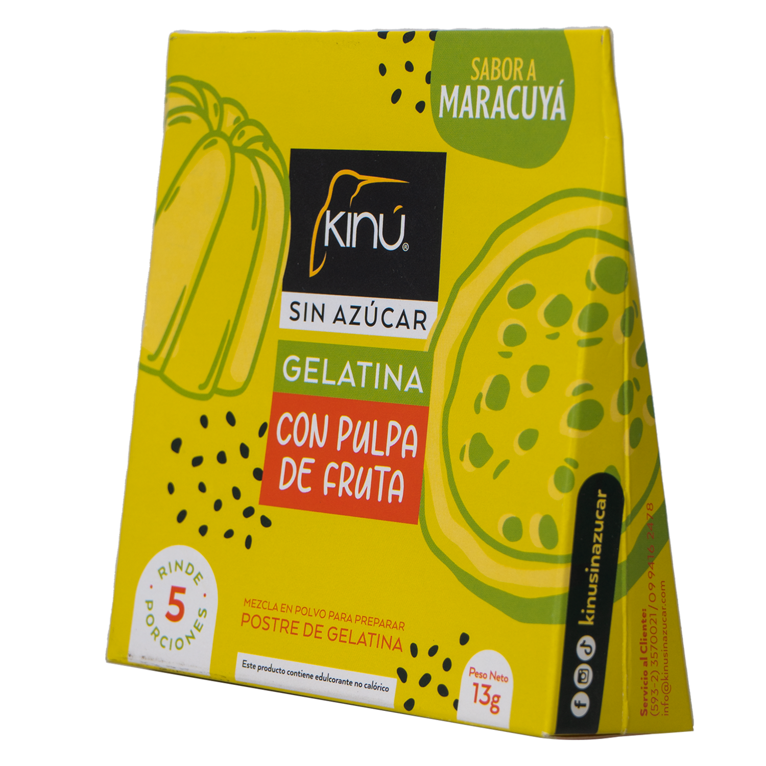 Gelatina Sin Azúcar Maracuyá KINÚ 13 G