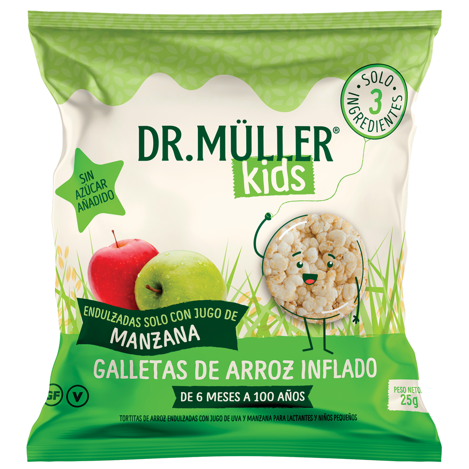 Galletas De Arroz Inflado Kids Endulzados Con Jugo De Manzana DR. MÜLLER 25 G