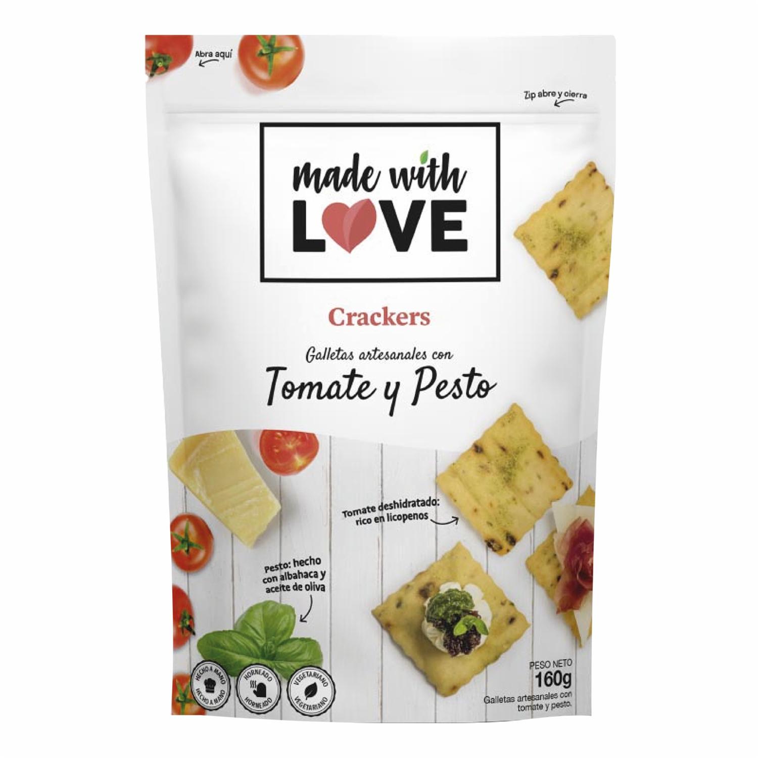 Galletas De Sal Crackers Con Tomate Y Pesto MADE WITH LOVE 160 G