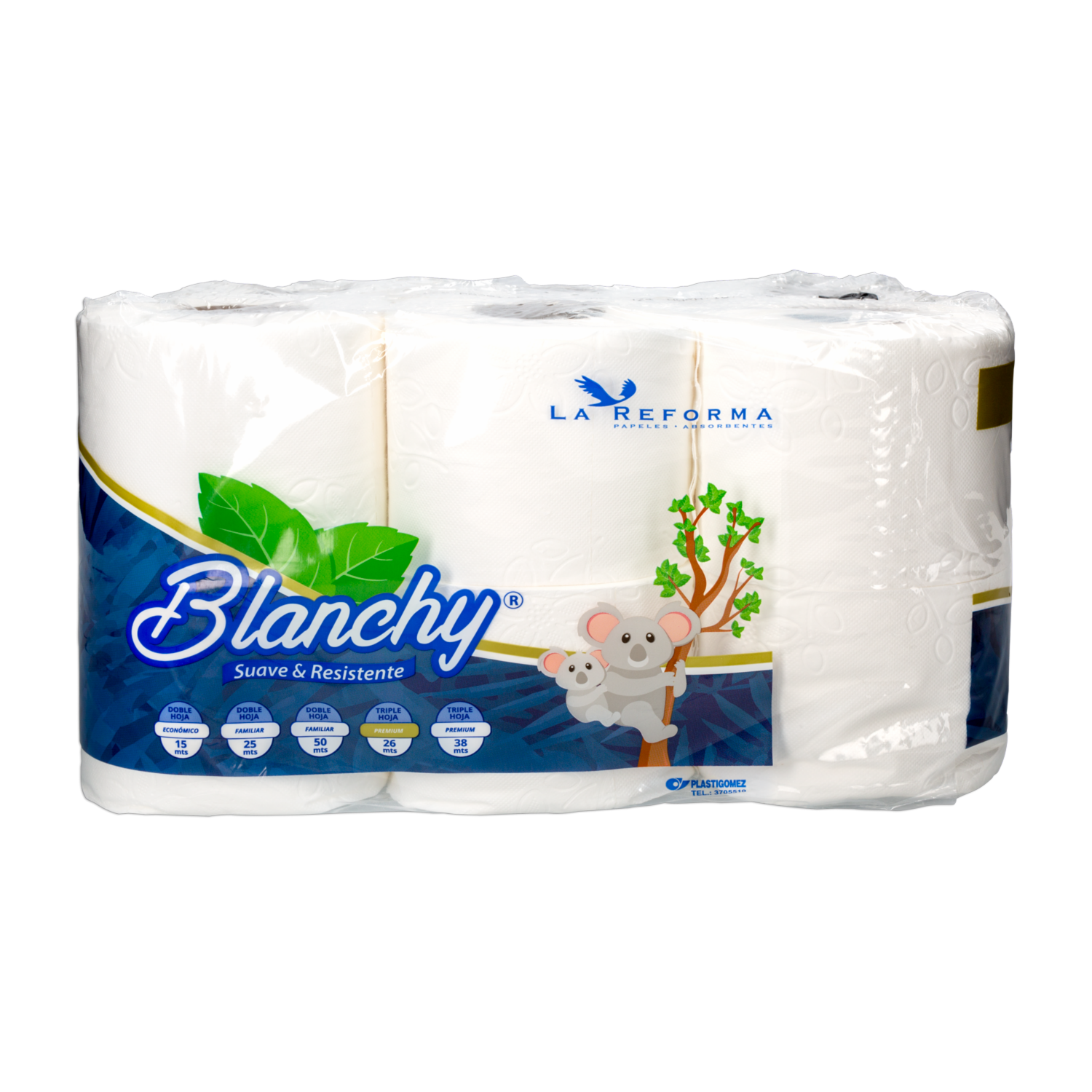 Papel Higiénico Premium Triple Hoja Suave Y Resistente BLANCHY 12 Rollos