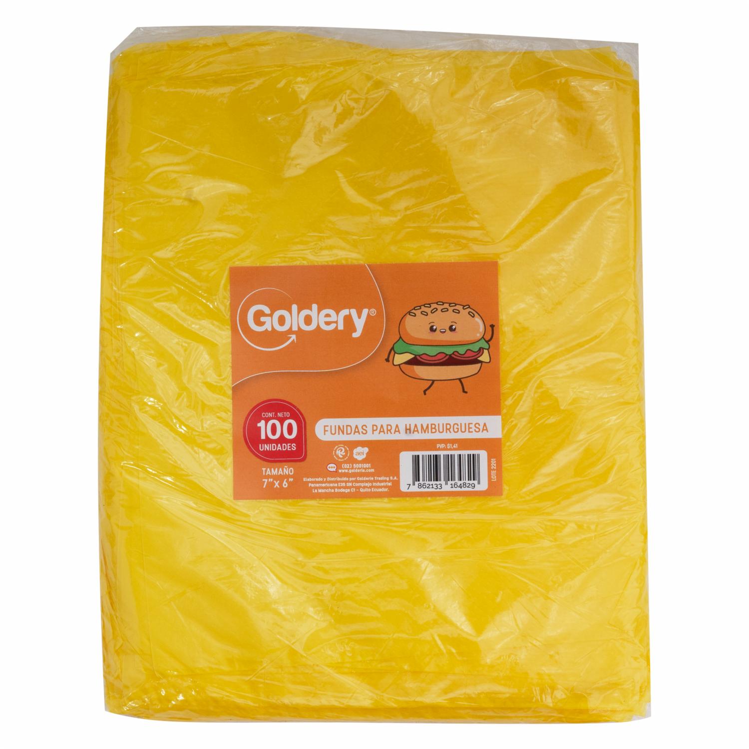 Funda Amarilla Hamburguesa GOLDERY X 100 Uds