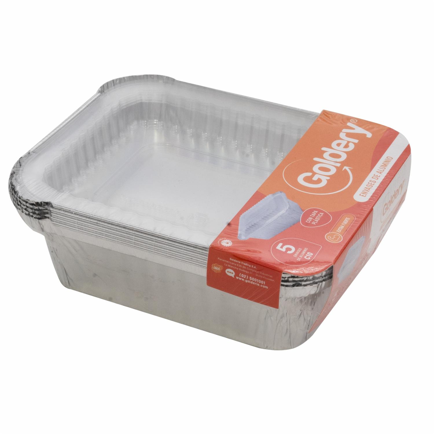 Fuente De Aluminio Rectangular Con Tapa GOLDERY X 5 Uds