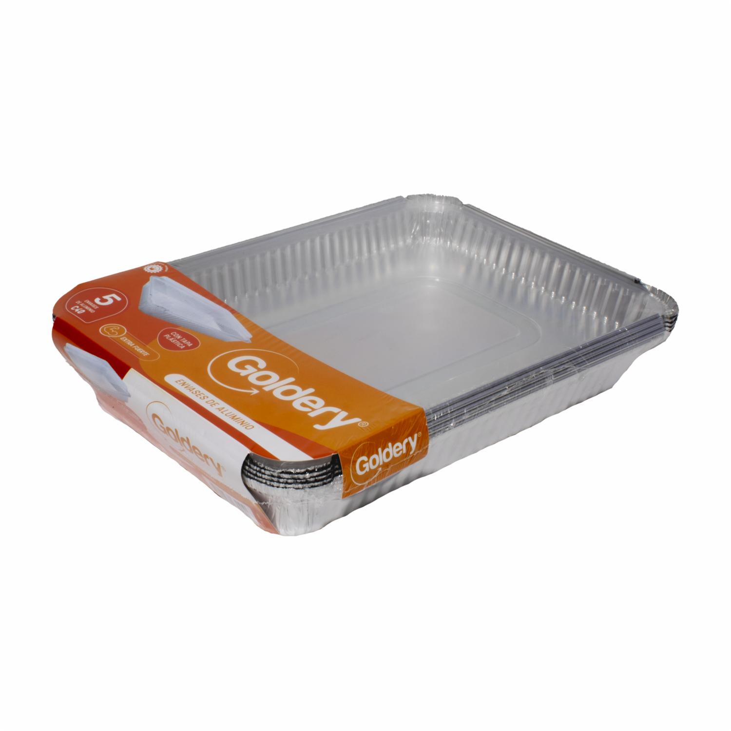 Fuente De Aluminio Rectangular Con Tapa GOLDERY X 5 Uds