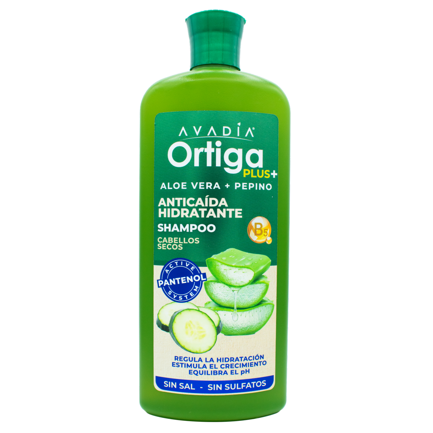 Shampoo De Cabello Ortiga Plus Anticaída Hidratante Aloe Vera Y Pepino AVADÍA 800 Ml
