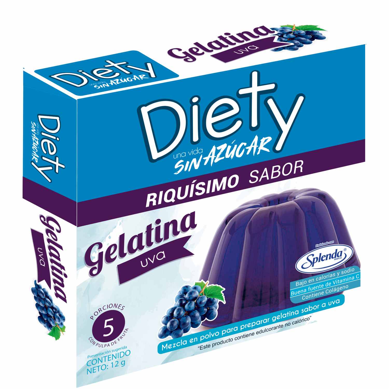 Gelatina De Uva Sin Azúcar DIETY 5 Porciones