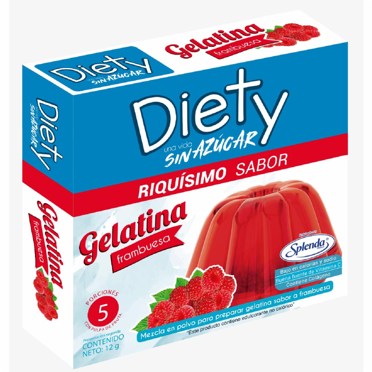Gelatina De Frambuesa Sin Azúcar DIETY 5 Porciones