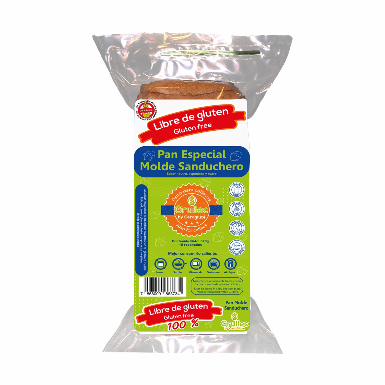 Pan Molde Cortado Sin Gluten GRULLEC 320 G
