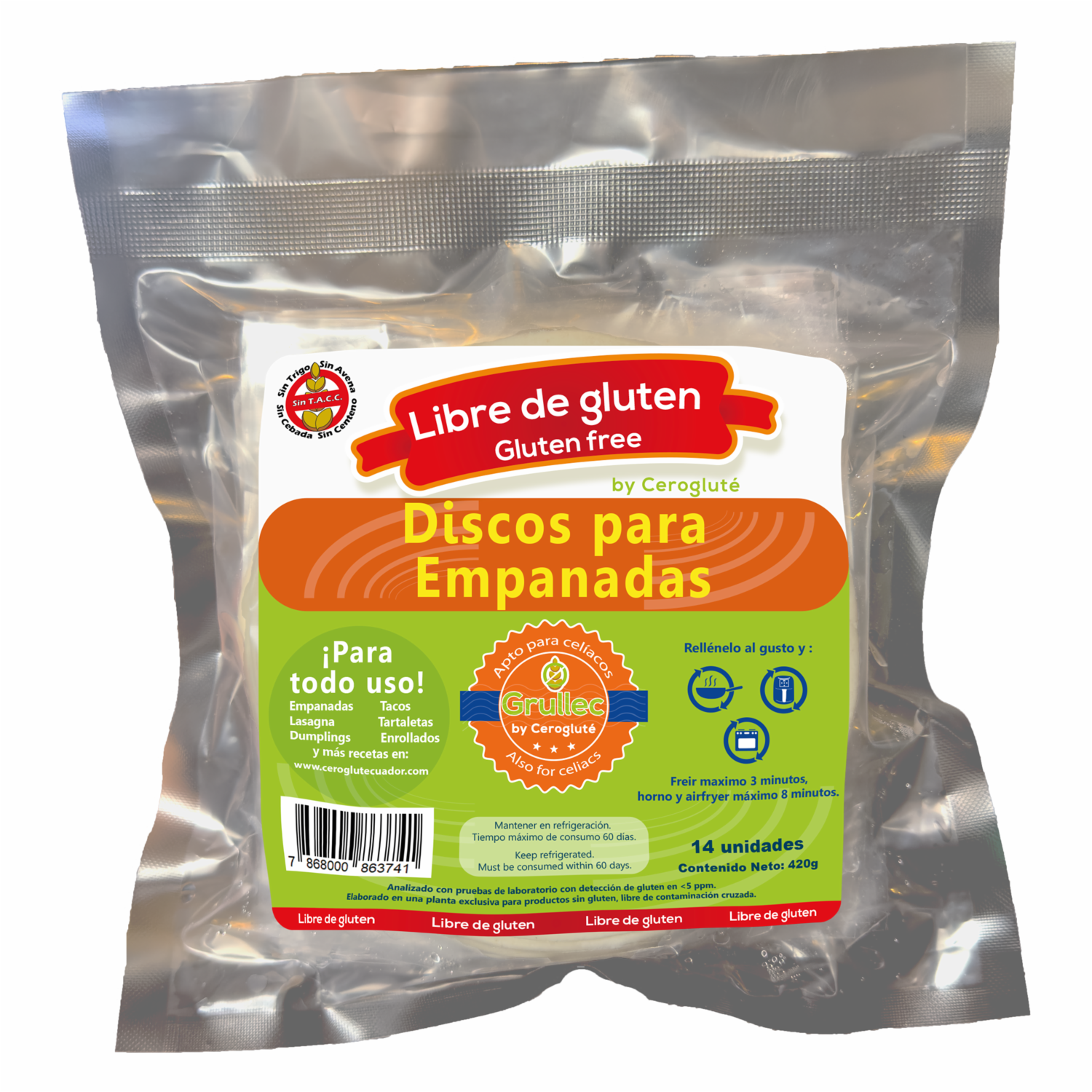 Discos Para Empanadas Sin Gluten GRULLEC 420 G