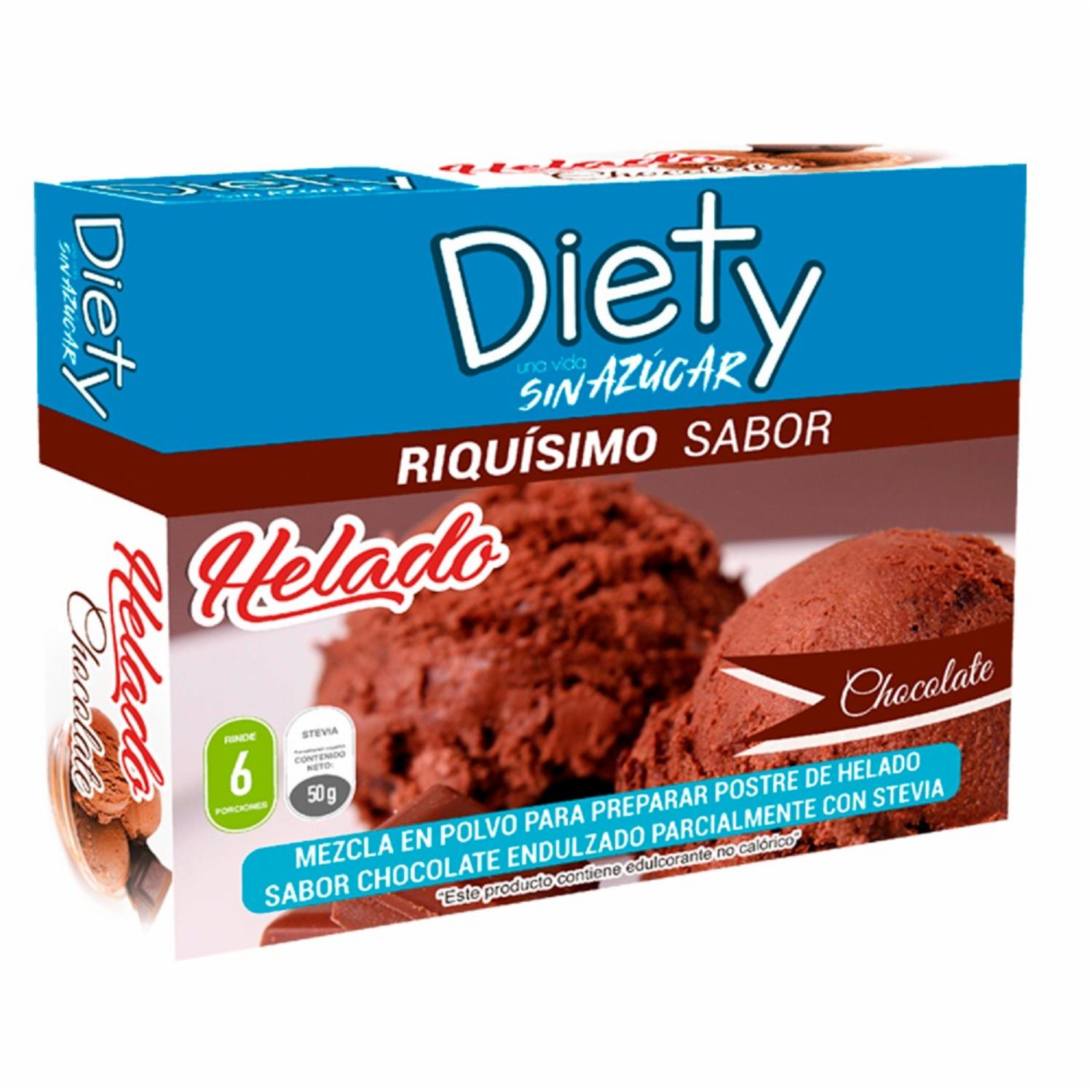 Premezcla Para Helado Sabor Chocolate Mezcla En Polvo Sin Azúcar DIETY 6 Porciones