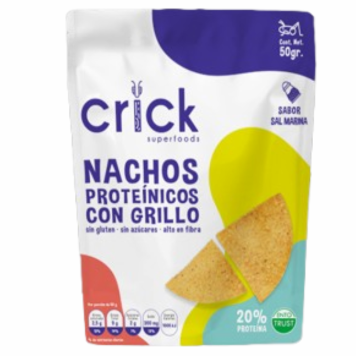 Nachos Proteínicos Con Grillo Sabor Sal Marina CRICK SUPERFOODS Funda