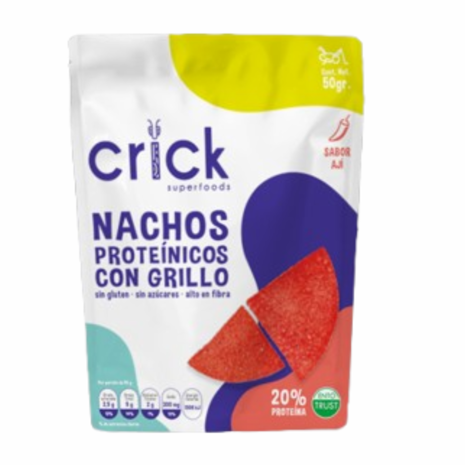 Nachos Proteínicos De Grillo Sabor Ají CRICK SUPERFOODS Funda