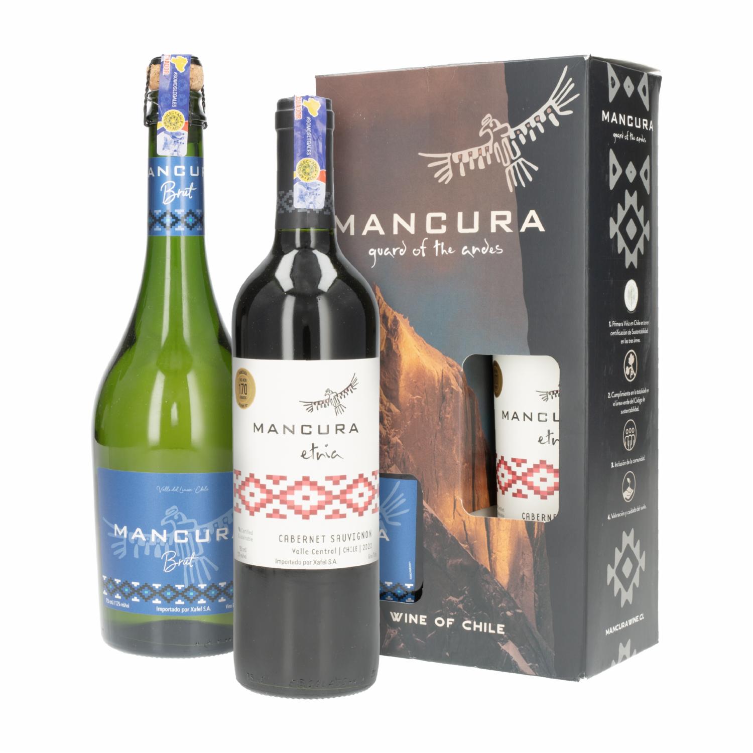 Vino Tinto Entia Cabernet + Brut Chardonnay Mancura Pack 2 X 750 Ml