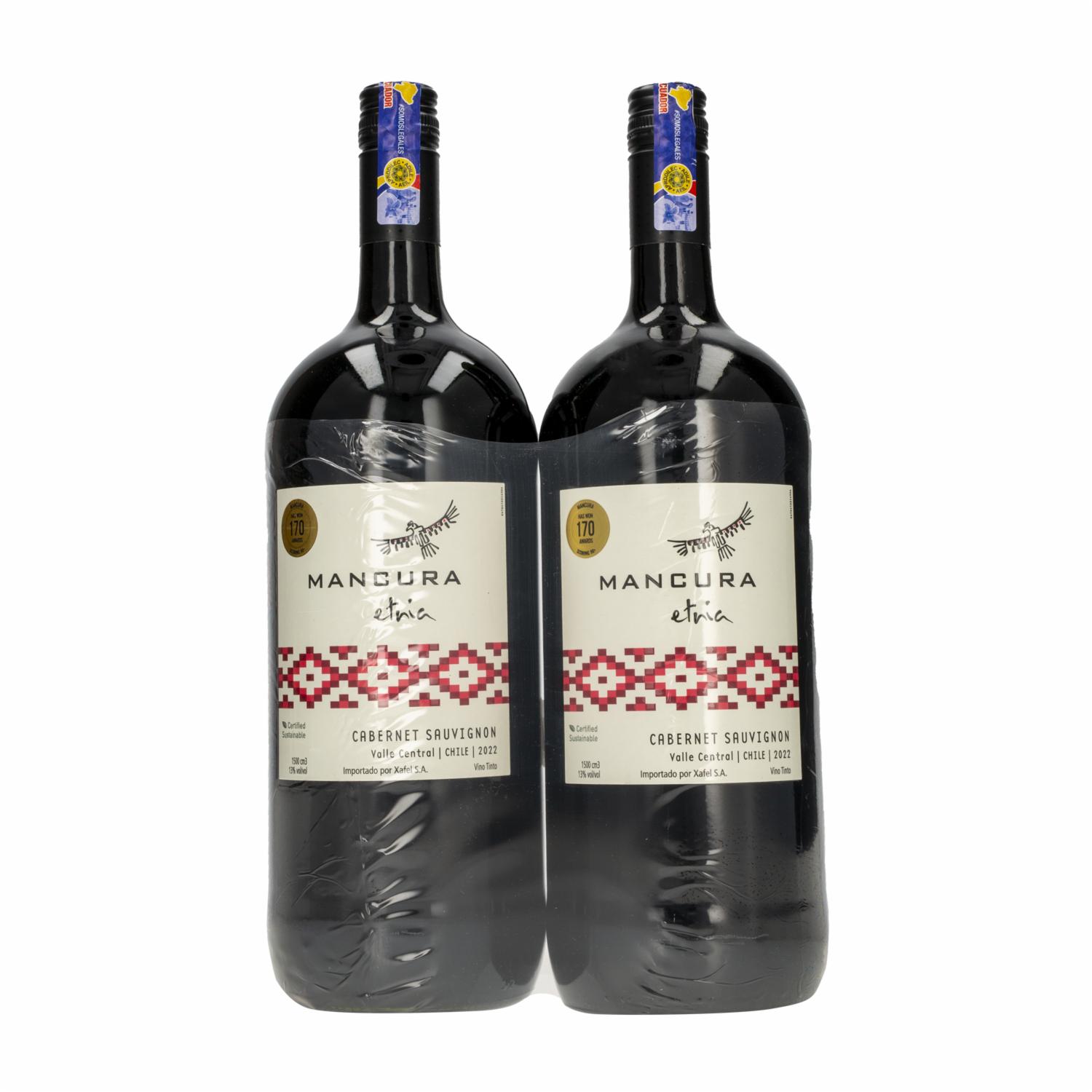 Vino Tinto Etnia Cabernet Sauvignon MANCURA Pack 2 X 1500 Ml