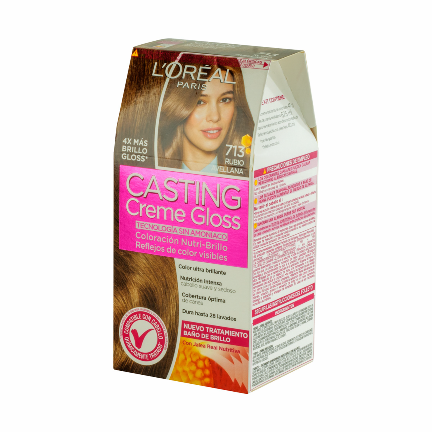 Tinte De Cabello Creme Gloss Tono 713 Rubio Avellana Sin Amoníaco CASTING GLOSS L’ORÉAL 1 Kit