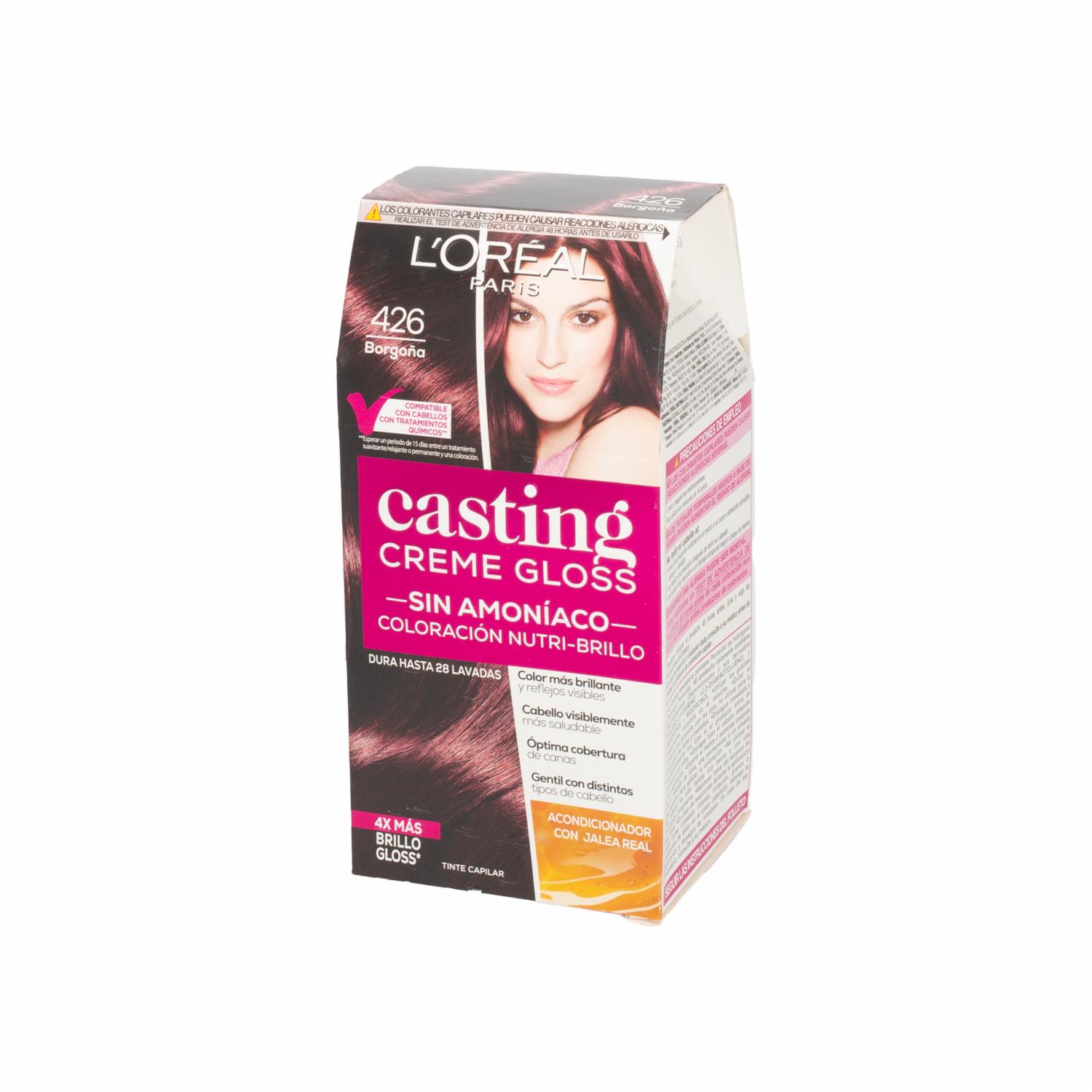 Tinte De Cabello Creme Gloss Tono 426 Borgoña Sin Amoníaco CASTING GLOSS L’ORÉAL 1 Kit