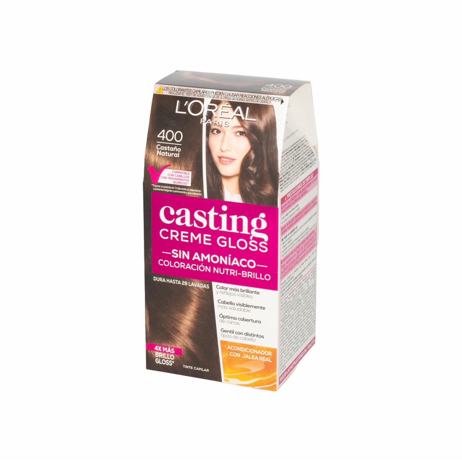 Tinte De Cabello Creme Gloss Tono 400 Castaño Natural Sin Amoníaco CASTING GLOSS L’ORÉAL 1 Kit