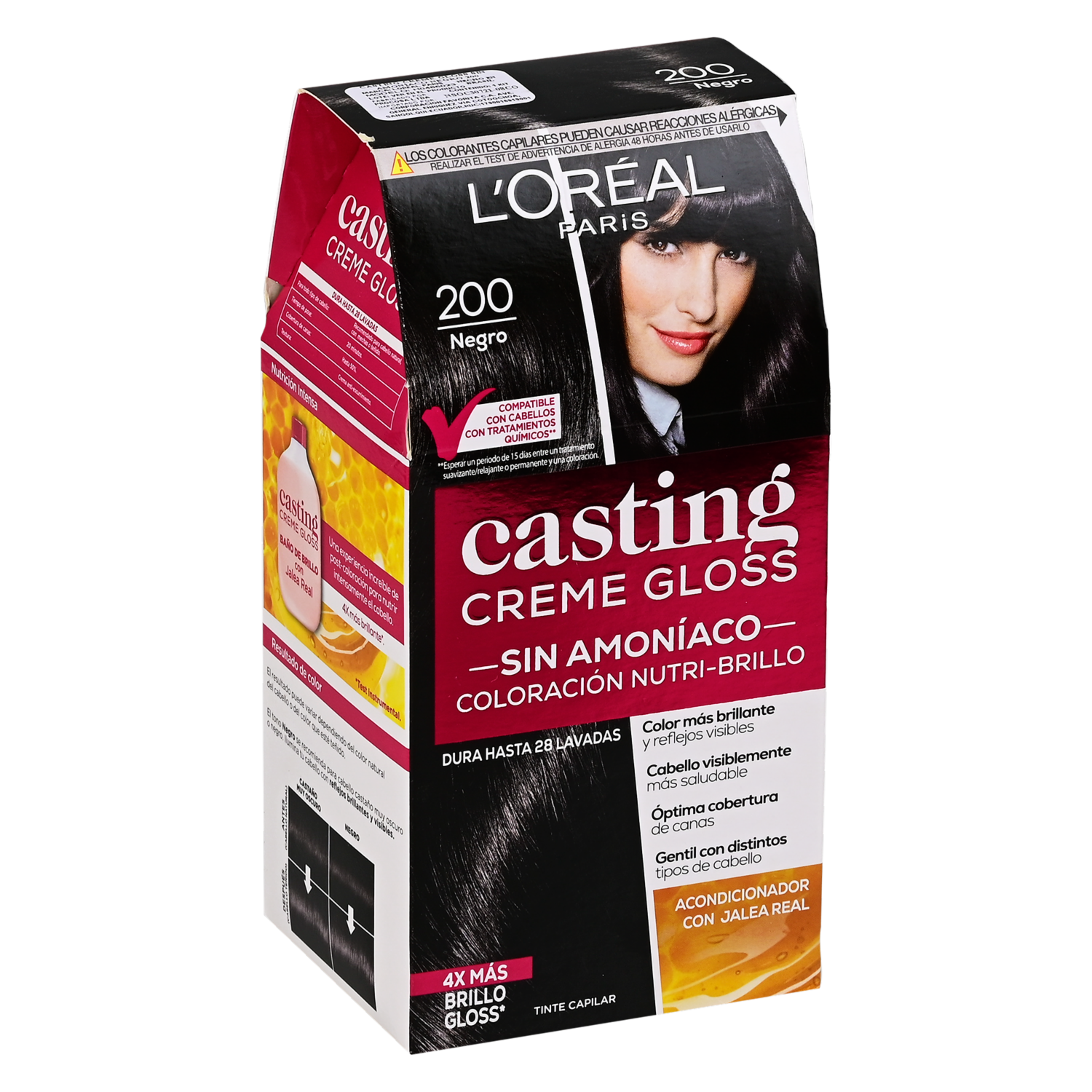 Tinte De Cabello Creme Gloss Tono 200 Negro Sin Amoníaco CASTING GLOSS L’ORÉAL 1 Kit