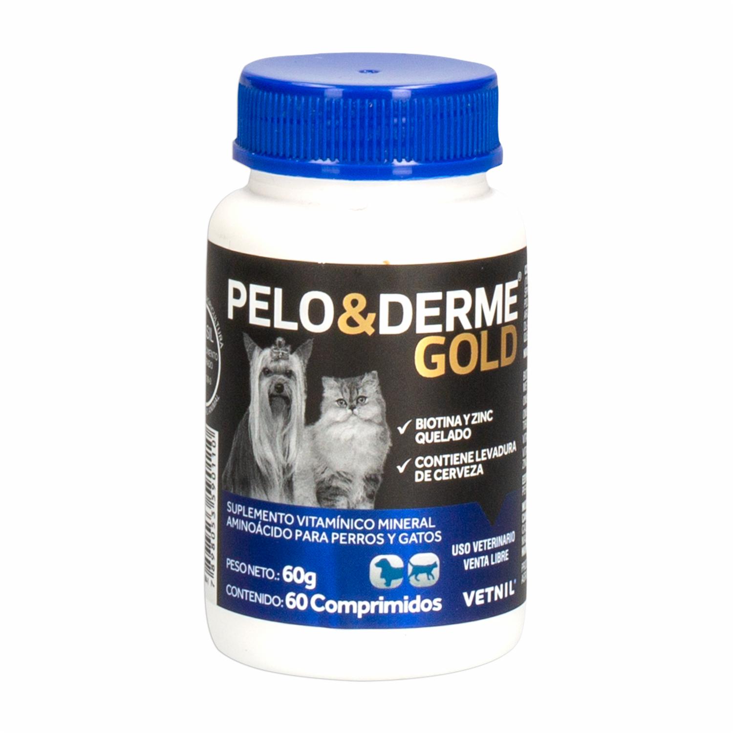 Suplemento Para Mascotas Mineral Aminoácido Para Alimentación Animal PELO&DERME GOLD 60 G