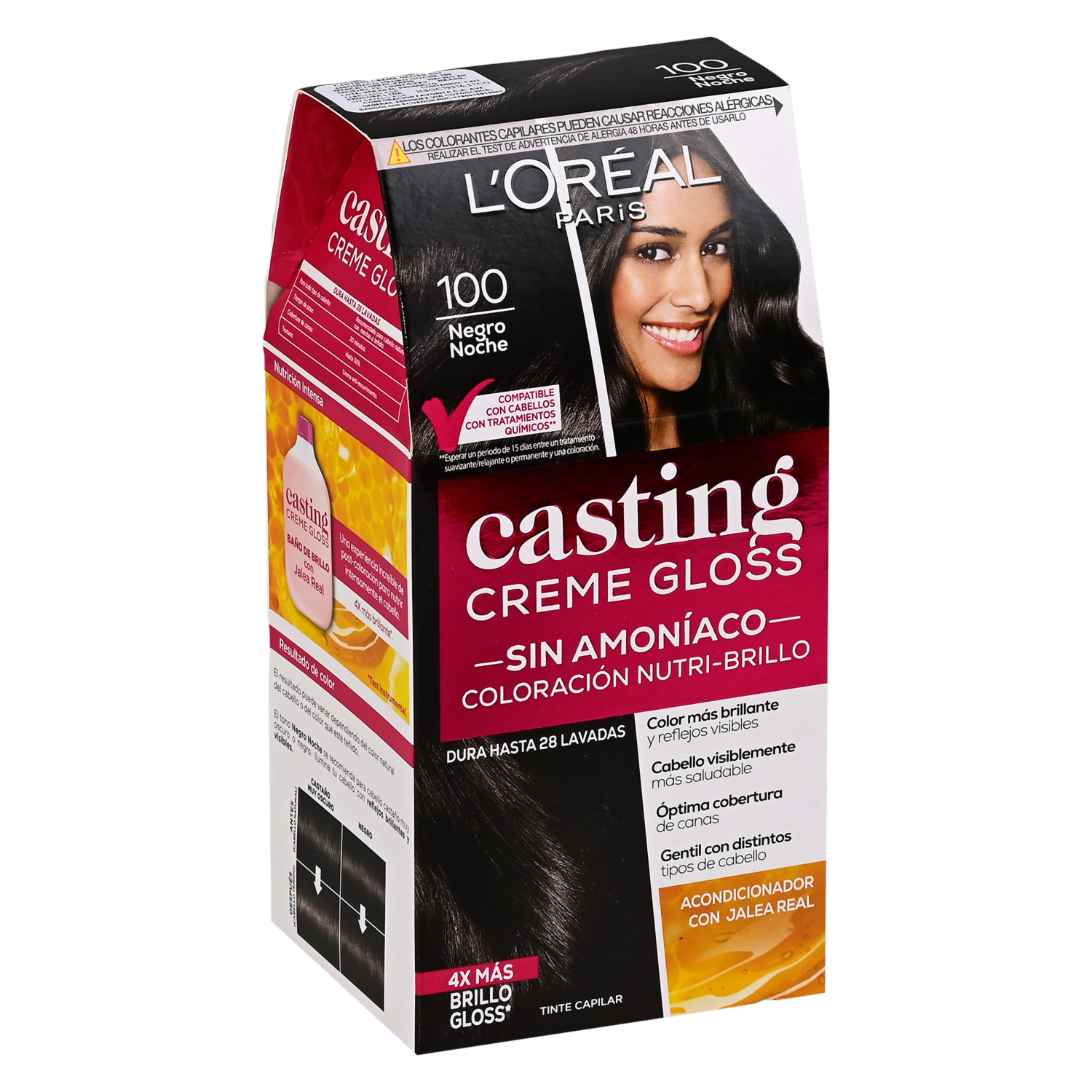 Tinte De Cabello Creme Gloss Tono 100 Negro Rico Sin Amoníaco CASTING GLOSS L’ORÉAL 1 Kit