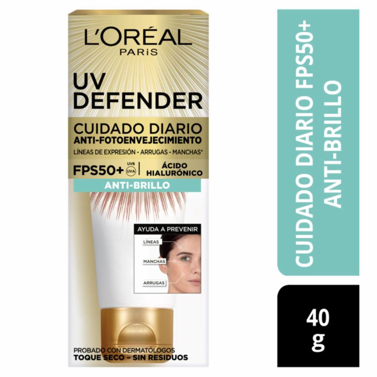 Protector Solar Facial Uv Defender Fps 50+ Anti Brillo L’ORÉAL 40 G