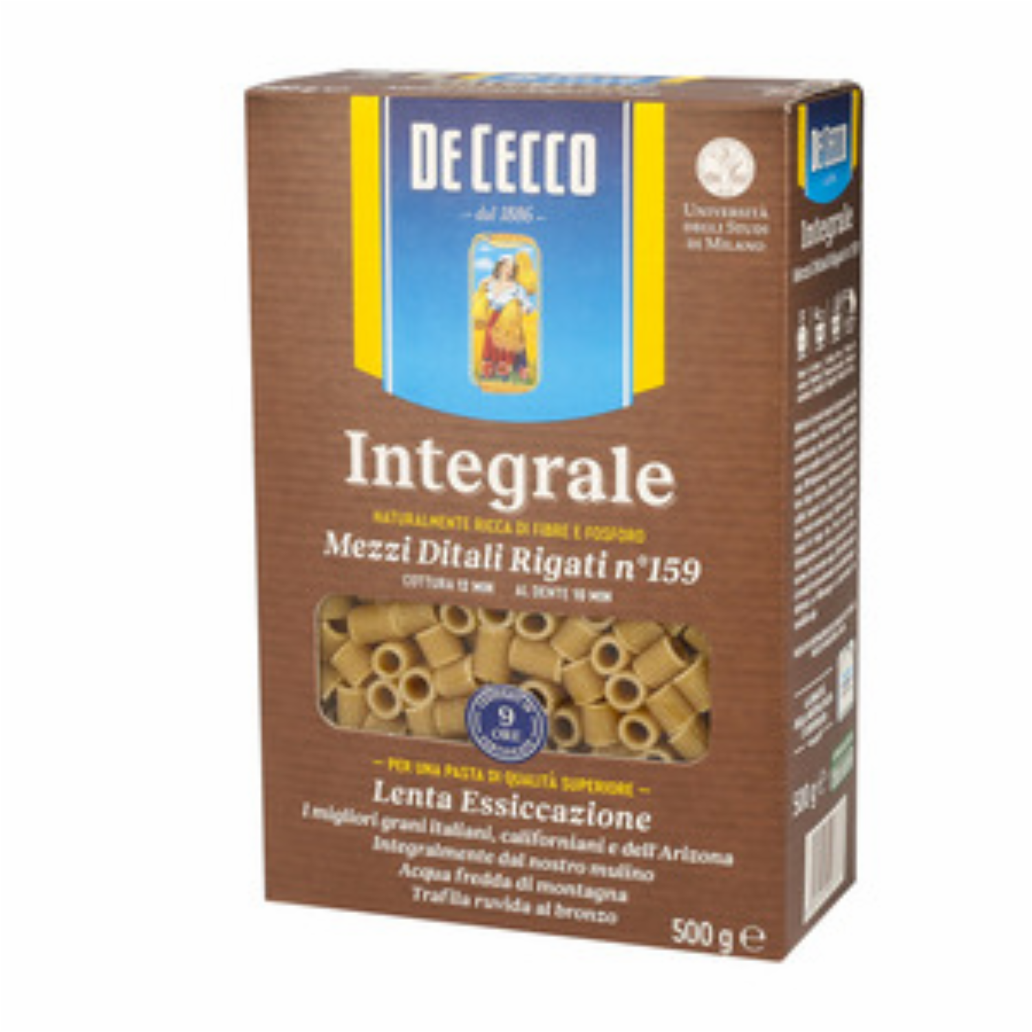 Pasta Integral Mezzi Ditali Rigati DE CECCO 500 g