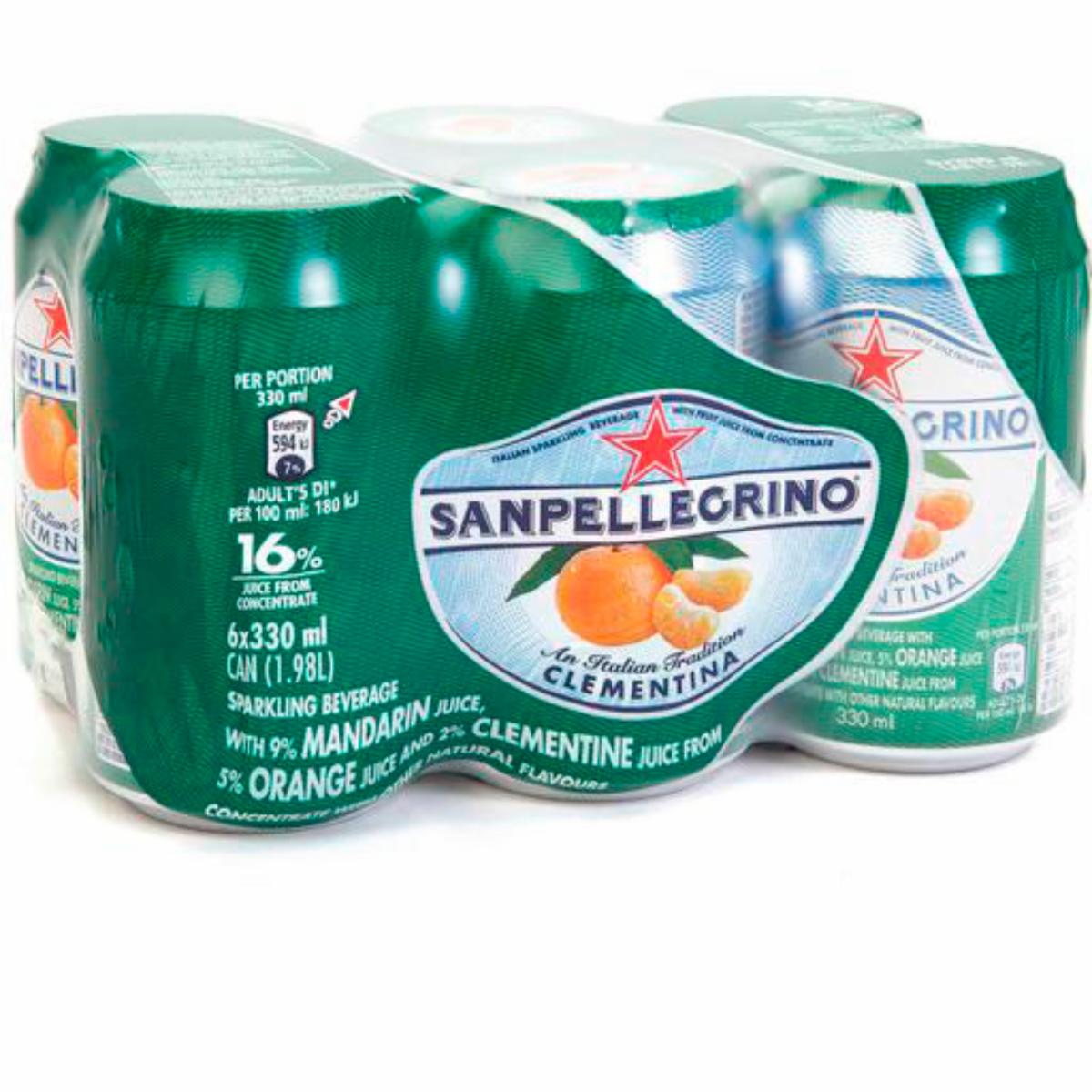 Agua Mineral Saborizada Sabor A Mandarina/Naranja 6Pack S.PELLEGRINO 6 X 330 Ml