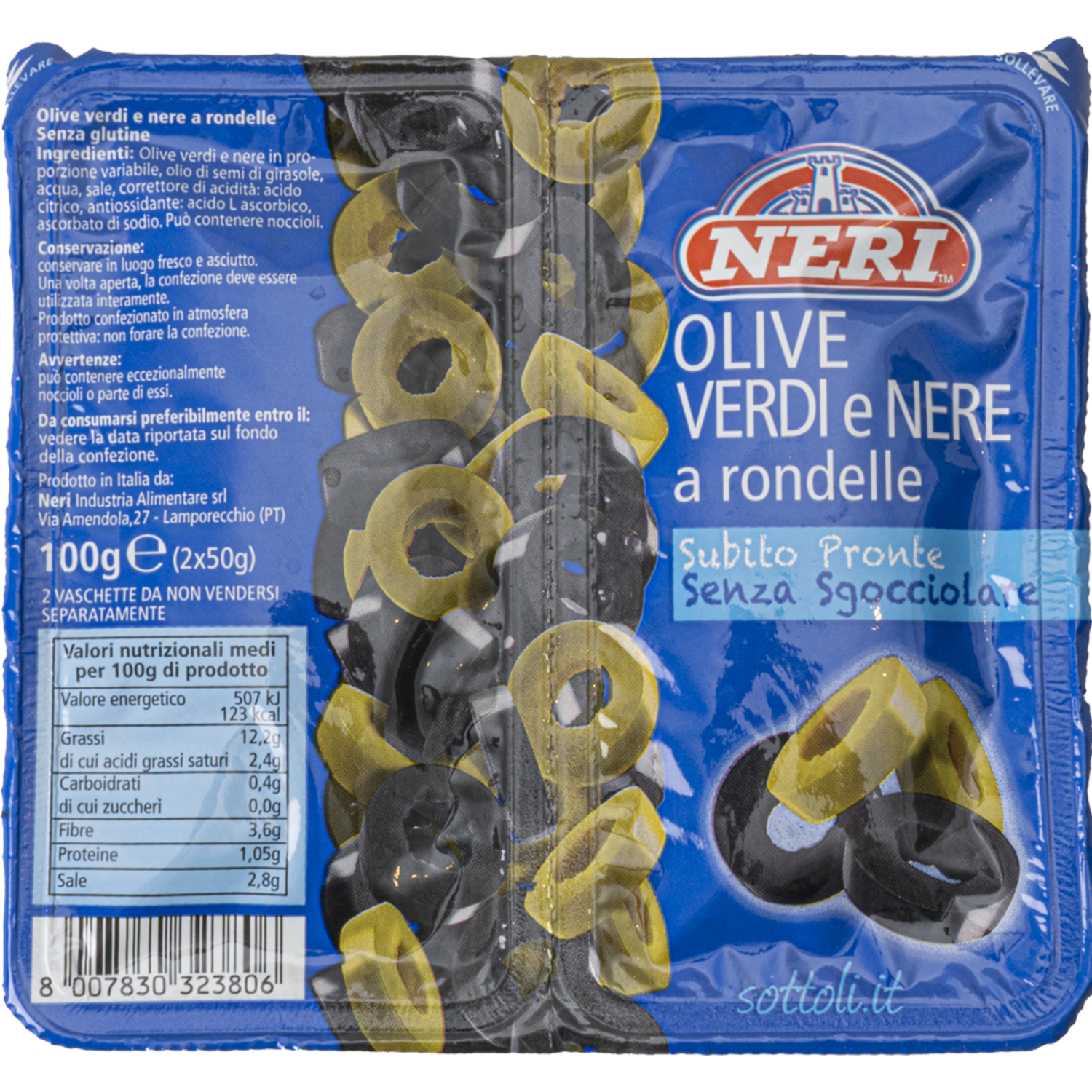 Aceitunas Verdes Y Negras Cortadas NERI 100 G