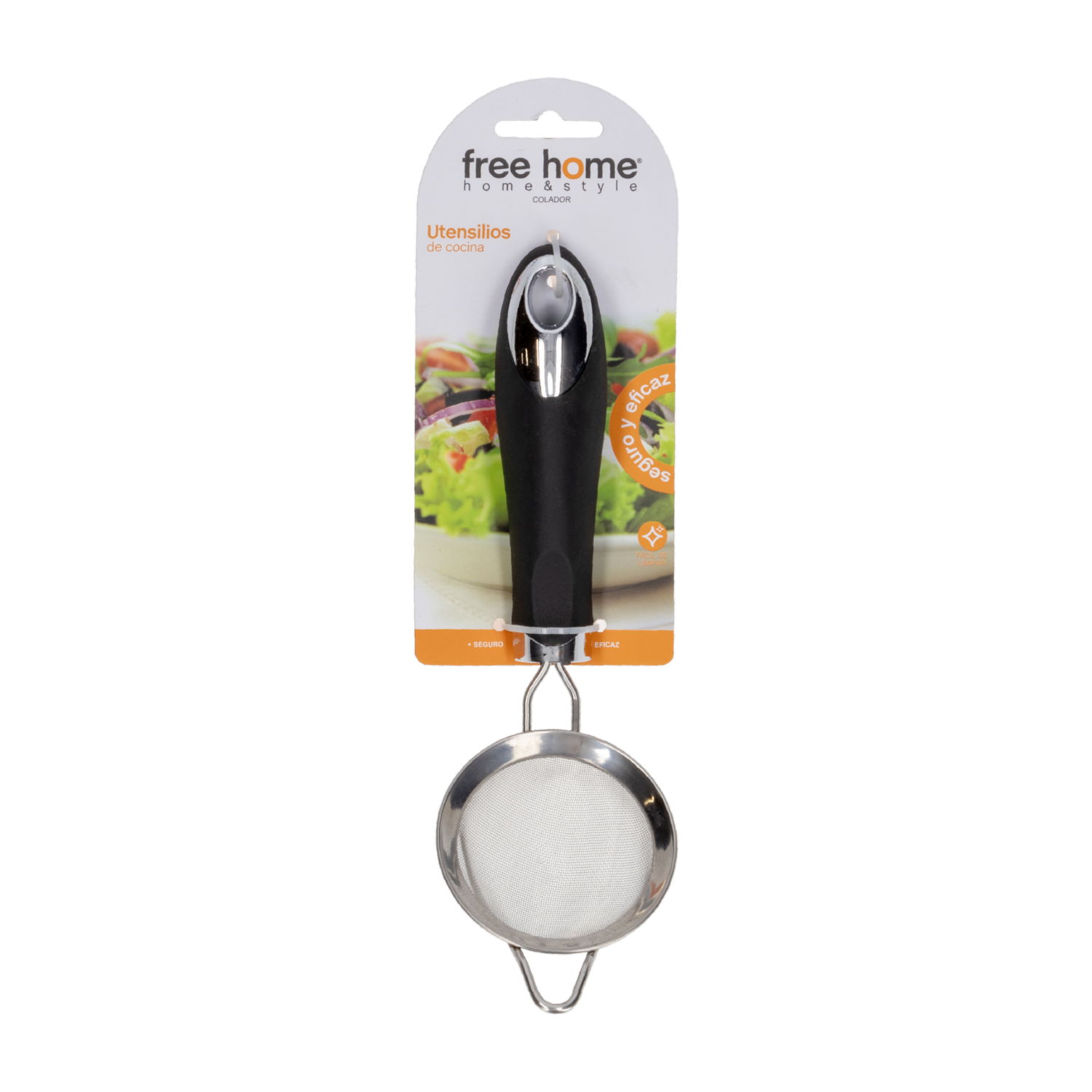 Colador Metálico Con Mango Negro FREE HOME Unidad