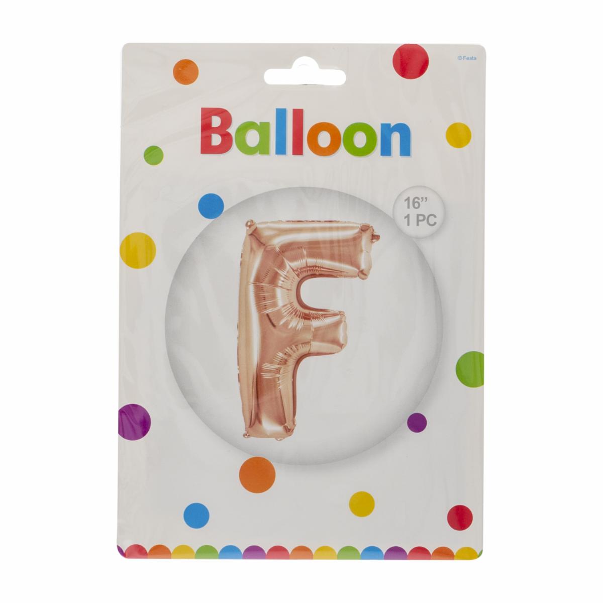 Globo Metálico Dorado Rosa BALLOON Letra F
