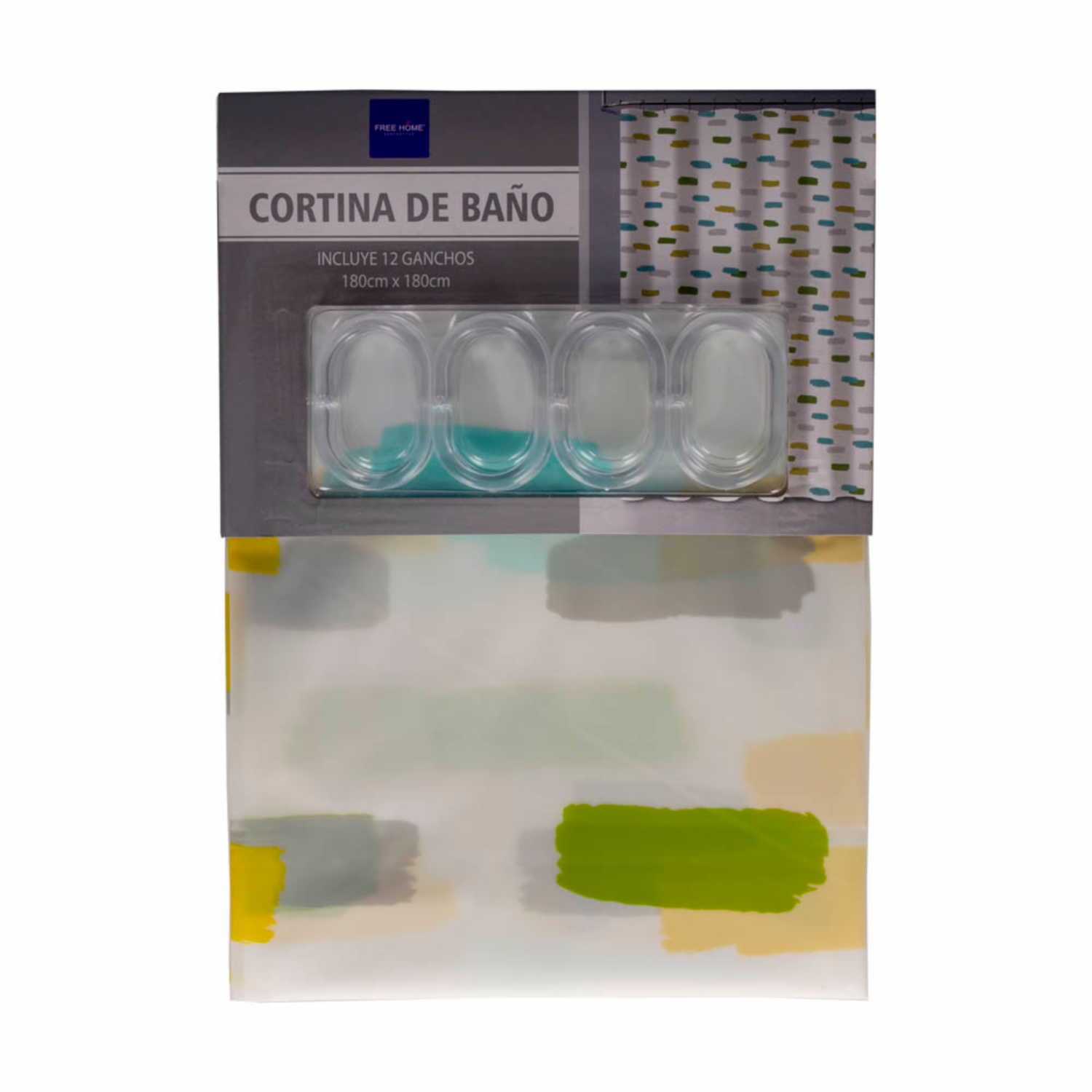 Cortina De Baño Diseño Rayas Tono Segmentadas FREE HOME 180 X 180 Cm